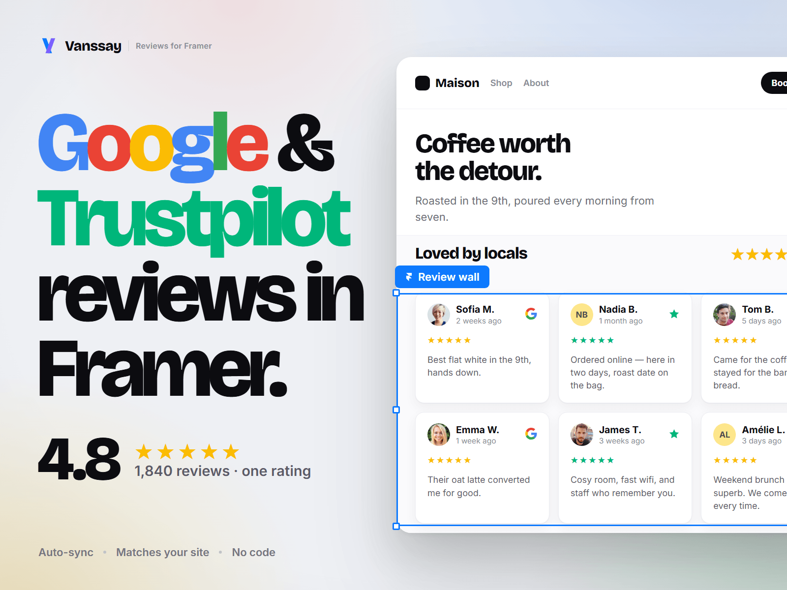 Google & Trustpilot Reviews - Vanssay