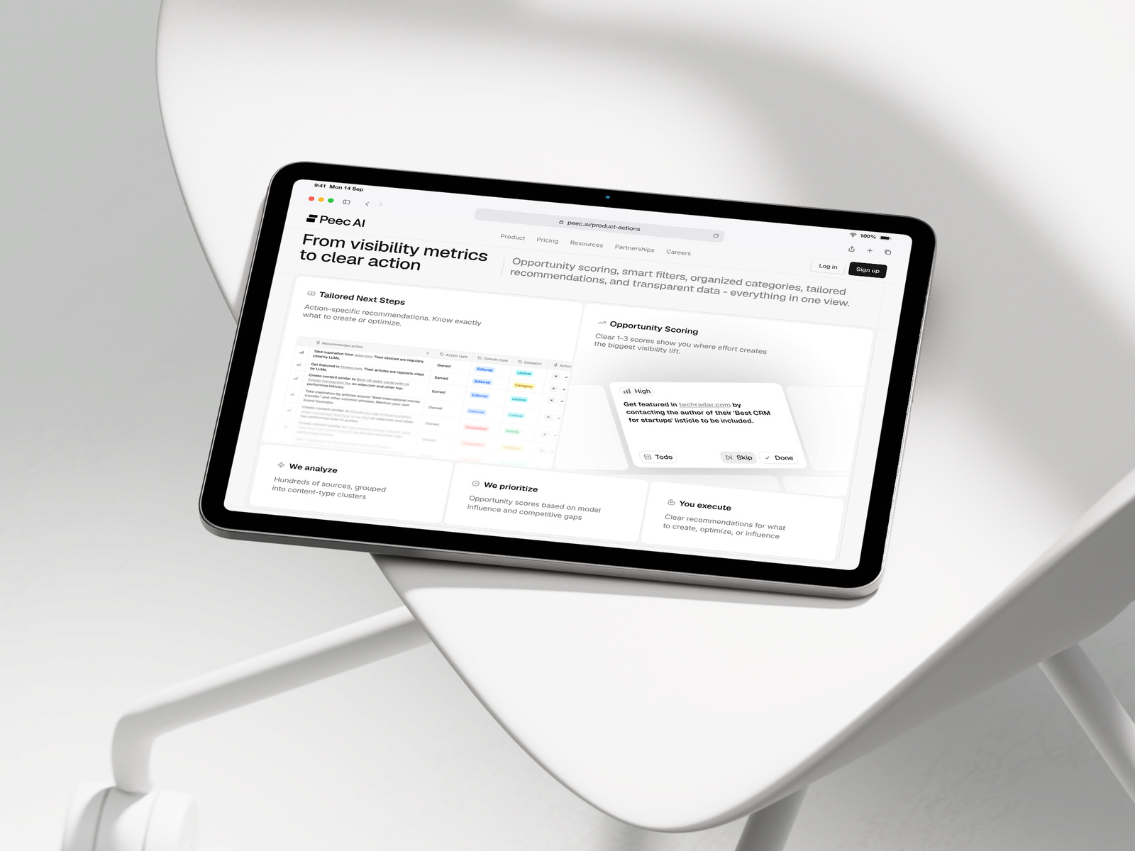 Peec.ai Actions Page