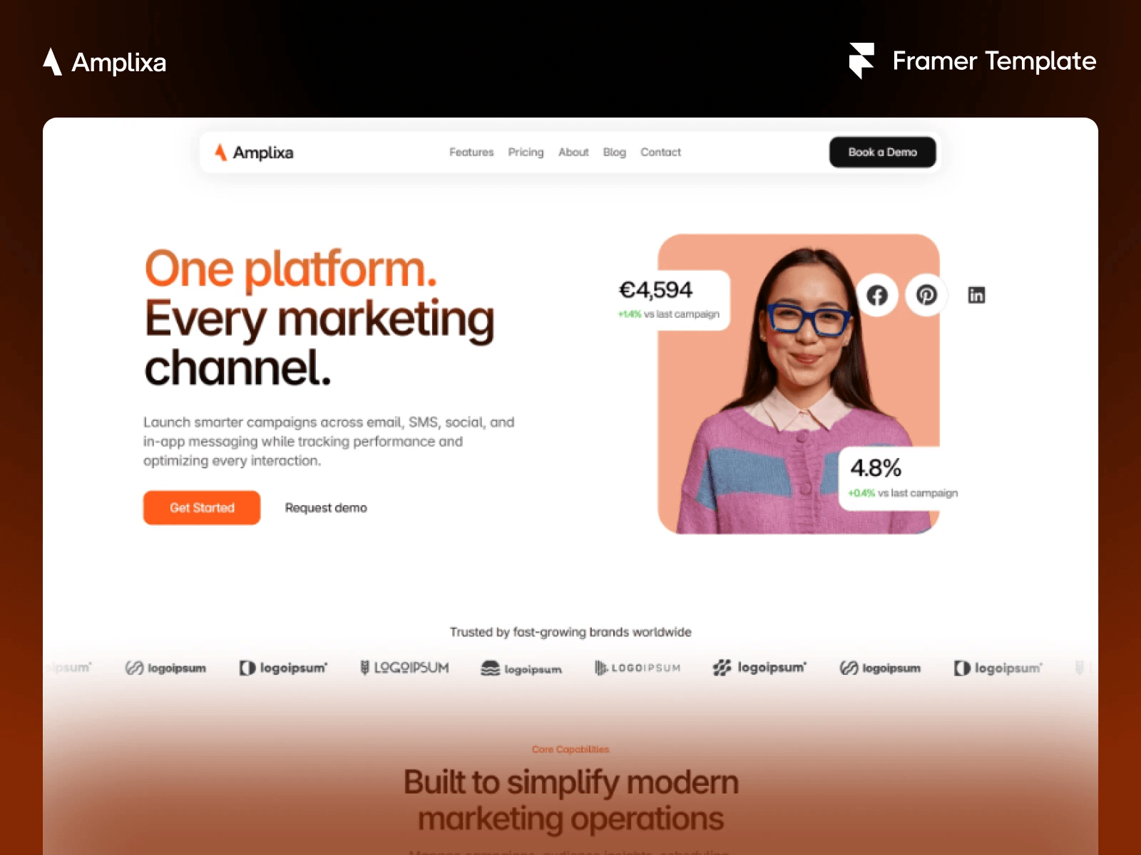 Preview Link: https://amplixa.framer.website/Buy Link: https://contra.com/payment-link/5snpw7Zi-amplixa-marketing-agency-templateA premium marketing agency template built for modern businesses that want to launch faster and convert more visitors into clients.✓ CMS Support✓ Advanced Animations✓ Responsive Design✓ Lead Generation Forms✓ Agency-Focused LayoutsWhether you're launching a new agency website or refreshing an existing brand, Amplixa provides a flexible foundation designed to help businesses grow, attract clients, and stand out online.