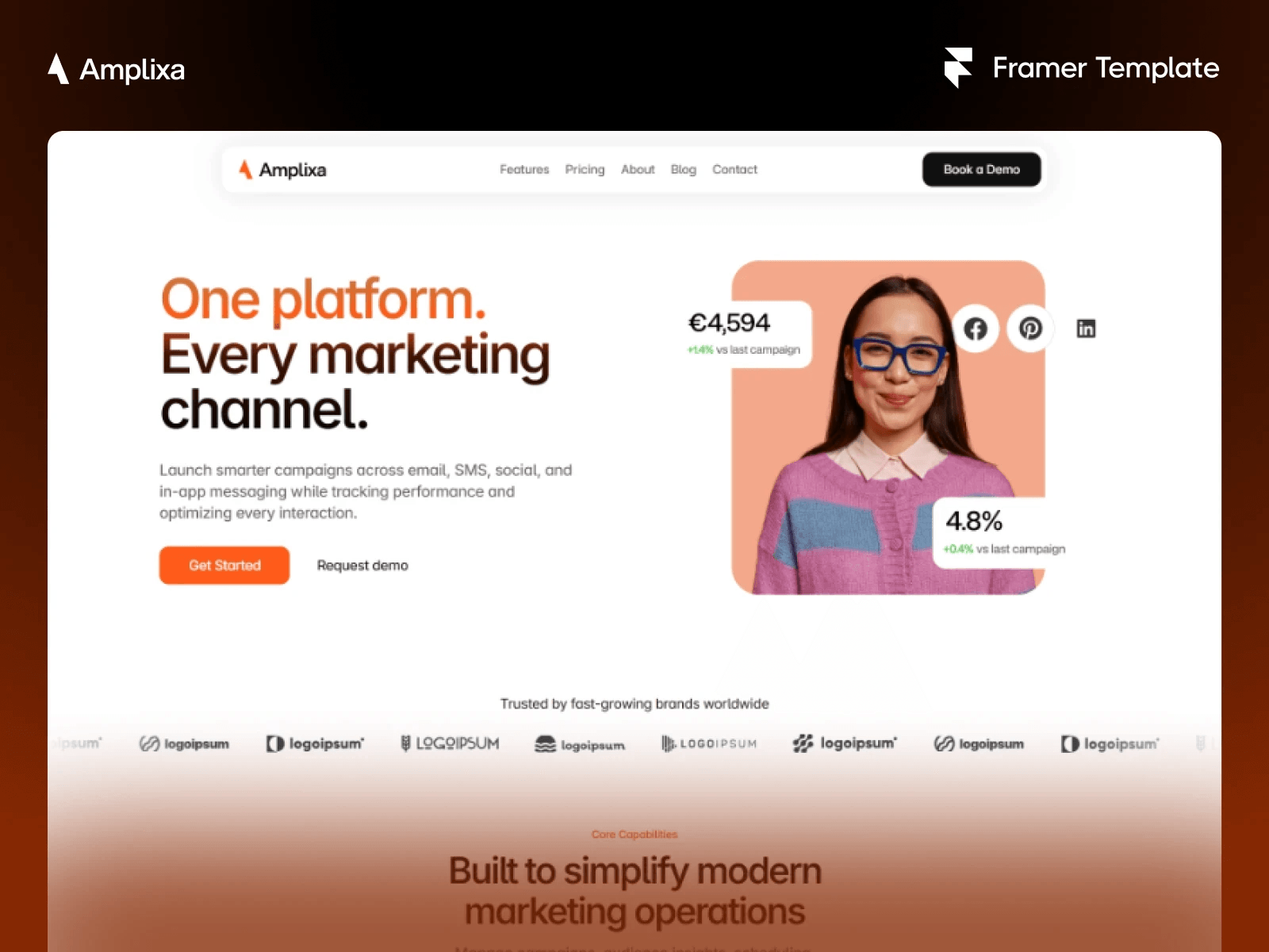 Preview Link: https://amplixa.framer.website/A premium marketing agency template built for modern businesses that want to launch faster and convert more visitors into clients.✓ CMS Support✓ Advanced Animations✓ Responsive Design✓ Lead Generation Forms✓ Agency-Focused LayoutsWhether you're launching a new agency website or refreshing an existing brand, Amplixa provides a flexible foundation designed to help businesses grow, attract clients, and stand out online.