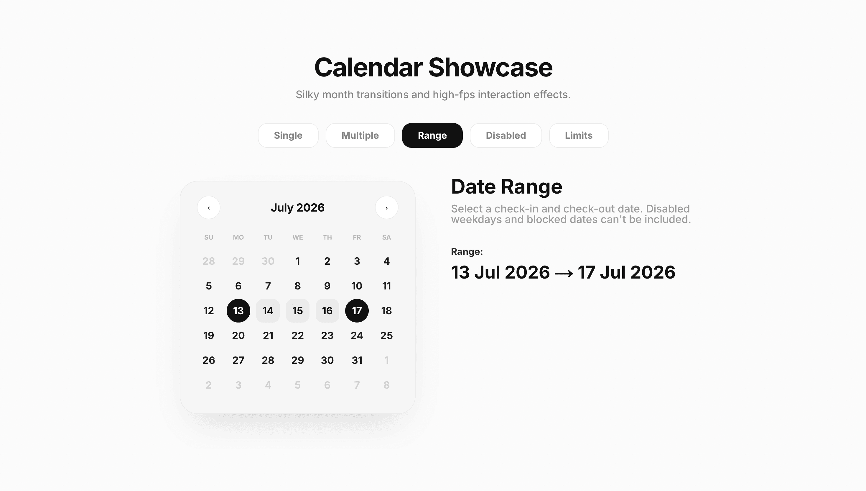 Calendar Showcase