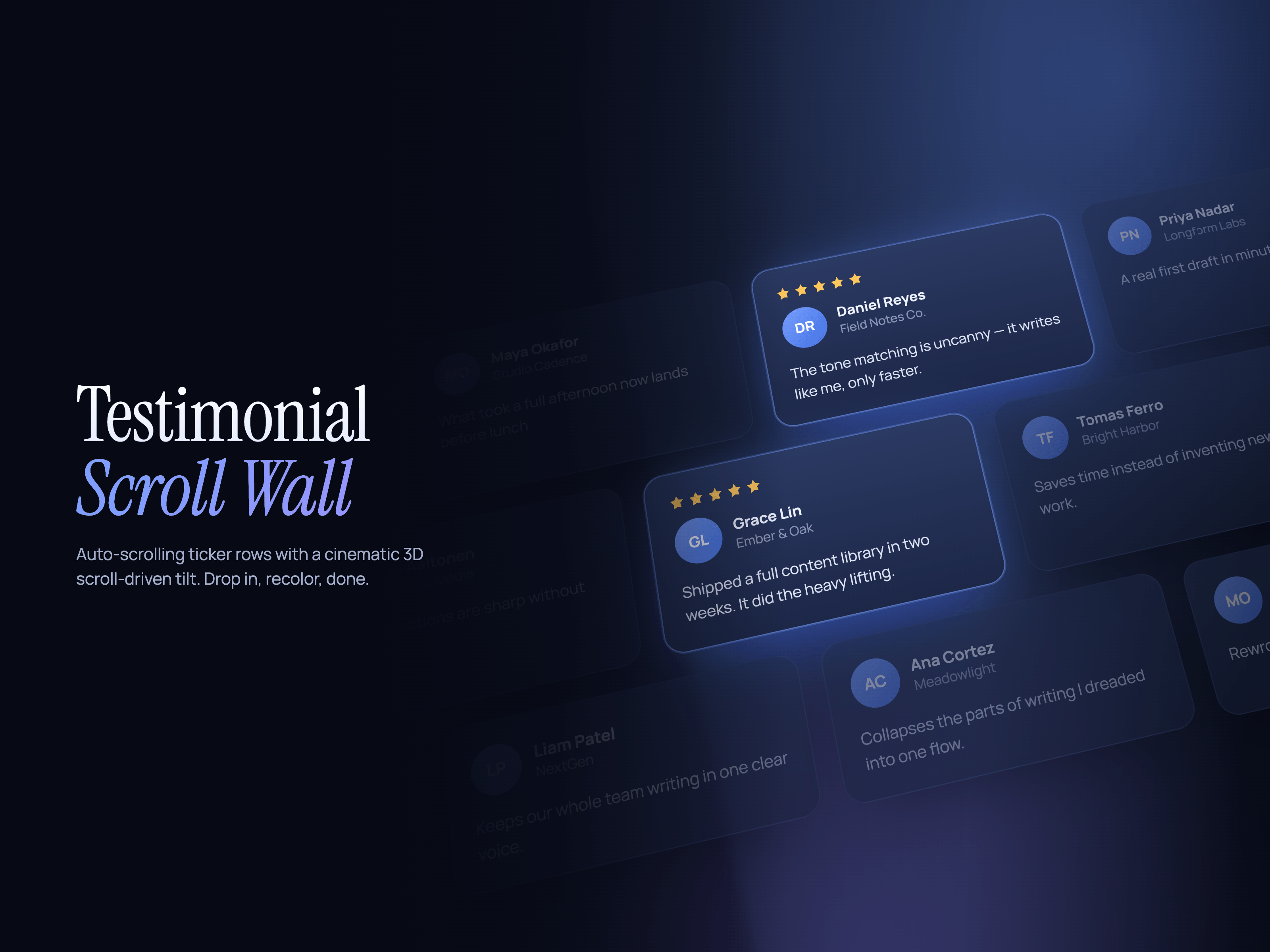 Scroll Review Wall