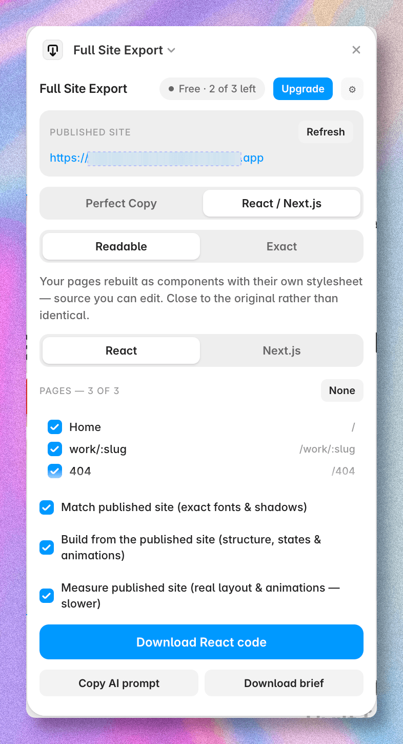 Full Site Export