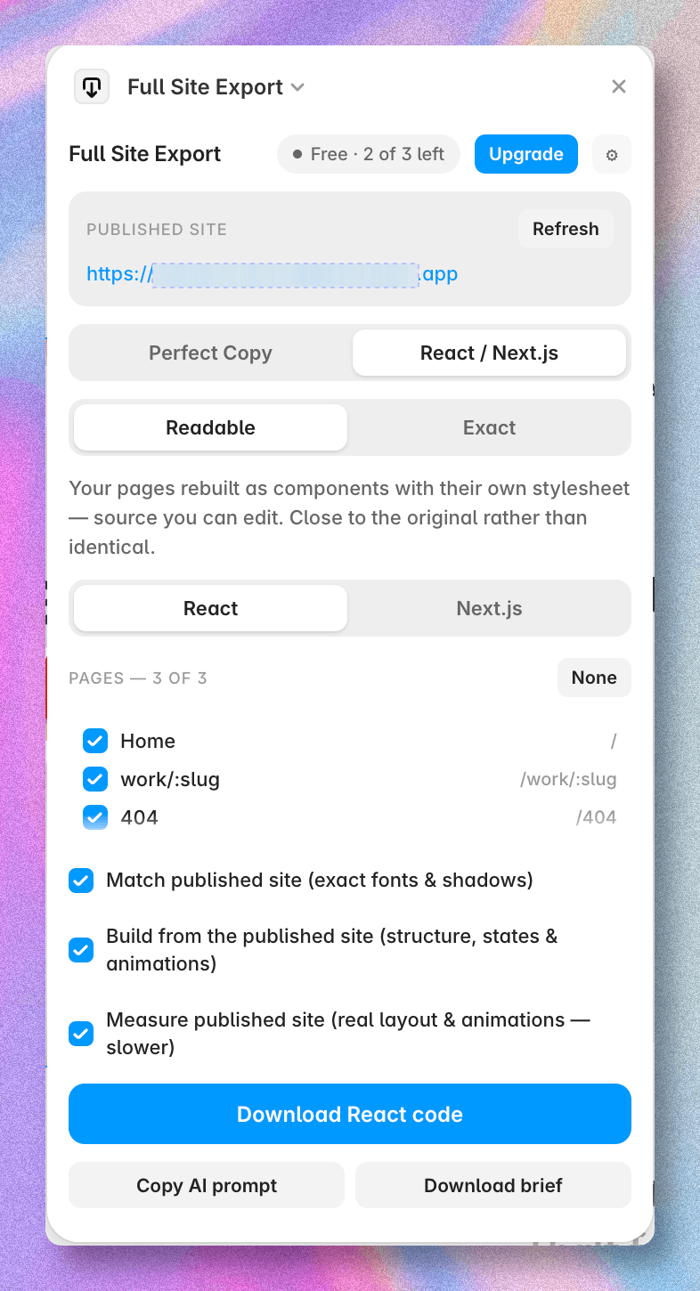 Full Site Export