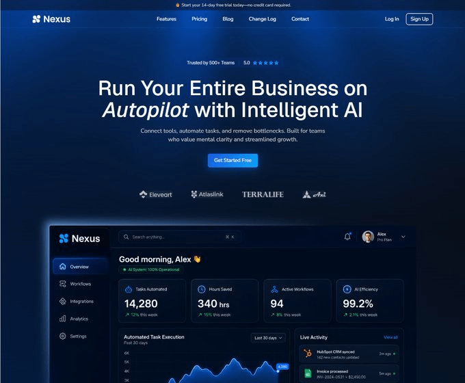 What do you think of the hero section for Nexus AI? https://framer.link/uYdjc0iBuilt this SaaS template in Framer. Aiming for a clean, premium AI product feel while keeping the CTA and product preview front and center. Would you change anything?