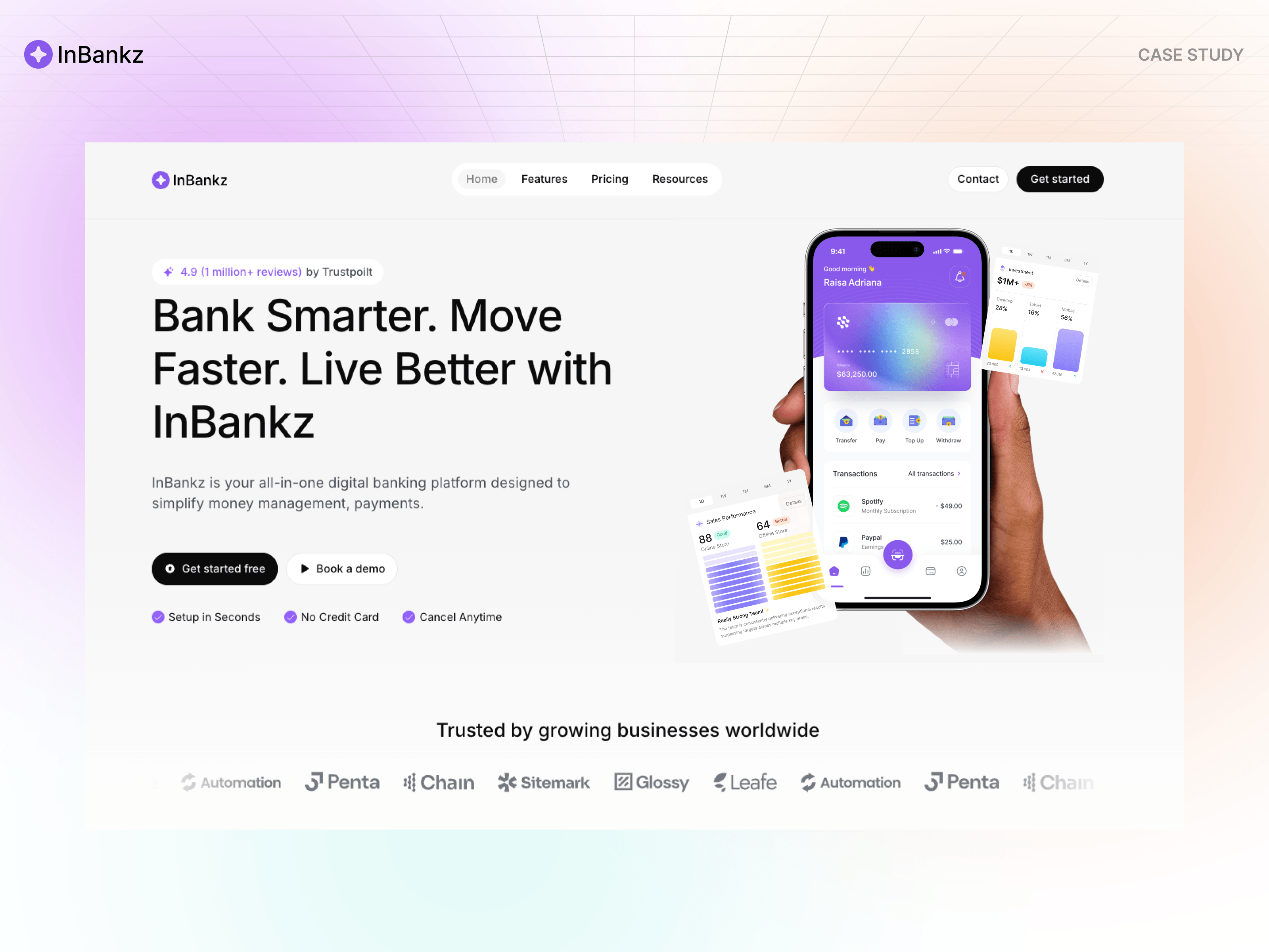 InBankz | Personal Finance Website Design & Development (Framer)InBankz is a modern personal finance platform designed to simplify money management through an intuitive, data-driven experience.At Airzon Agency, we led the project end-to-end — from user flows, wireframes, and high-fidelity UI/UX in Figma to a scalable design system and responsive Framer development.The result is a clean and accessible financial experience that helps users manage accounts, track spending, monitor investments, and make smarter financial decisions across desktop and mobile.Designed in Figma. Built in Framer. ⚡Live Site: inbankz.framer.websiteCase Study: View the InBankz Case Study on BehanceServices: UI/UX Design · Product Design · Design Systems · Framer Development · Responsive Web Design