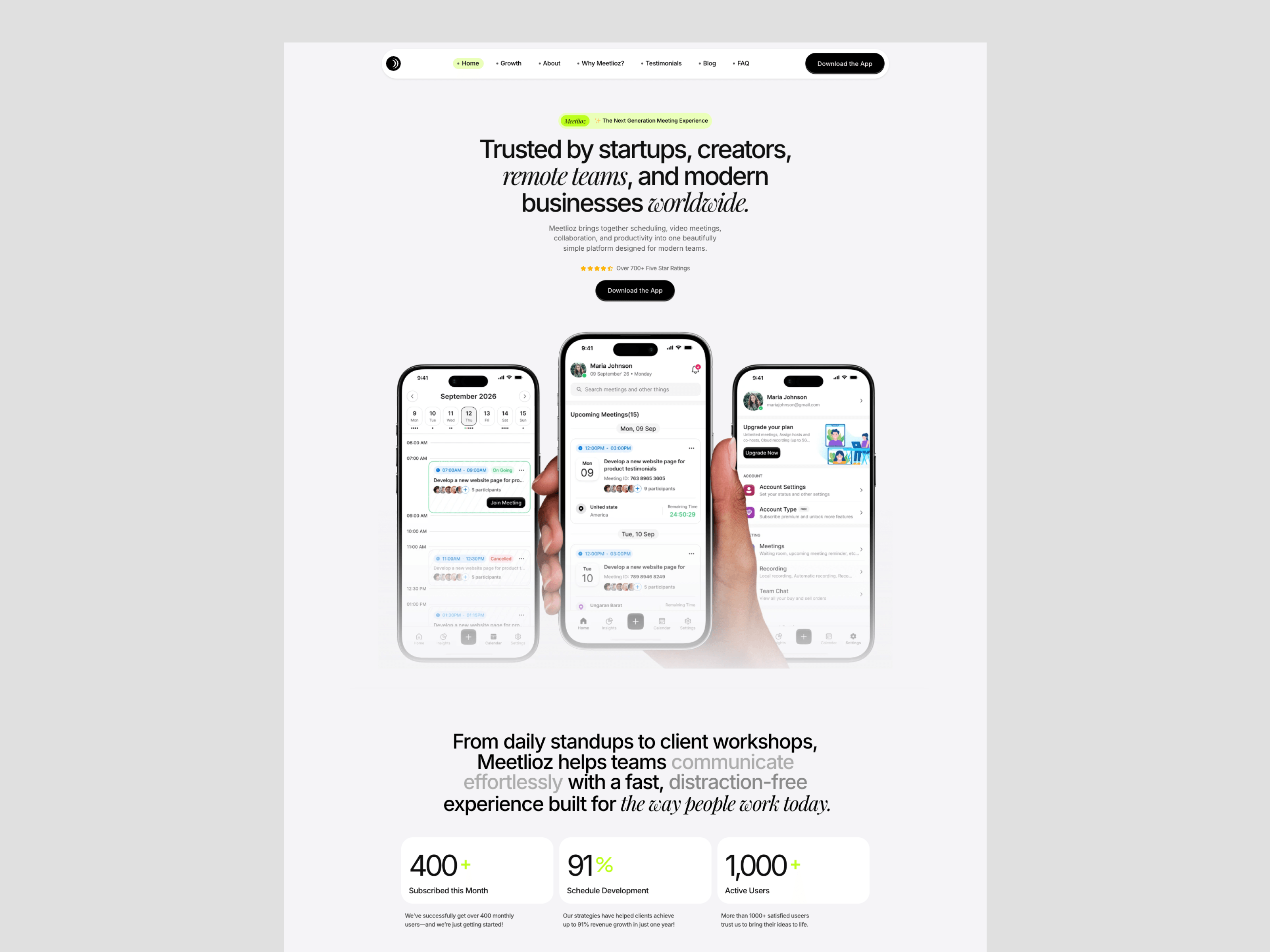 Meetlioz — Meeting Platform Landing PageMeetlioz is a modern meeting platform landing page designed to communicate the product clearly through a clean, engaging, and conversion-focused experience.At Airzon Agency, we designed and developed the responsive landing page in Framer, focusing on strong visual hierarchy, clear messaging, engaging sections, and smooth interactions across devices.Designed in Figma. Built in Framer. ⚡Live Site: meetlioz.framer.websiteServices: UI/UX Design · Landing Page Design · Responsive Design · Framer Development