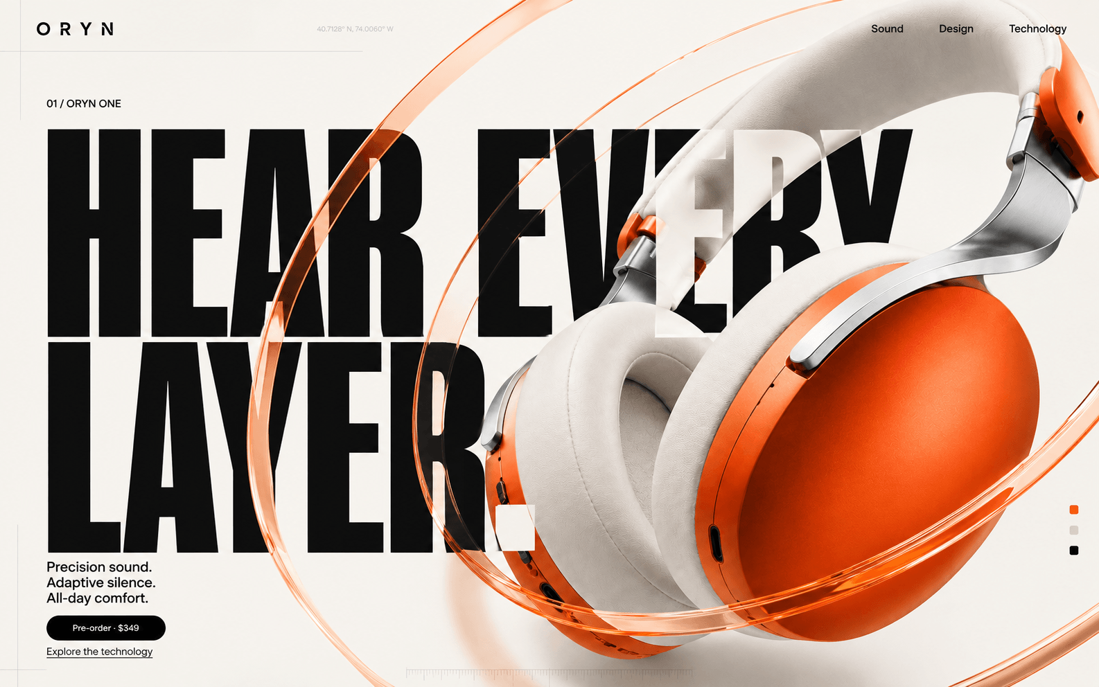 Exploring two hero directions for a new headphone landing page.1 — Bold, editorial, and high-impact 2 — Clean, technical, and product-focusedWhich direction would you choose: 1 or 2?