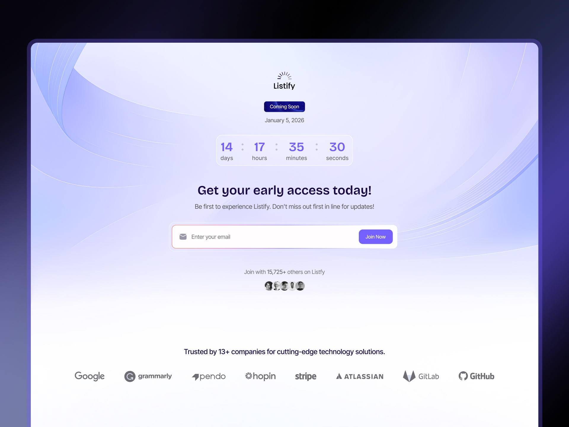 Listify is a premium Framer template designed for founders, makers, and teams who want to launch with impact. It helps you build anticipation, capture early users, and validate real demand through a beautifully structured, high-conversion waitlist experience. Whether you're preparing a new SaaS product, a side project, or an upcoming feature release, Listify gives you a focused, stunning launch page that turns curiosity into signups and signups into early momentum. Customize your content, connect your tools, publish, and start growing all without writing a single line of code.