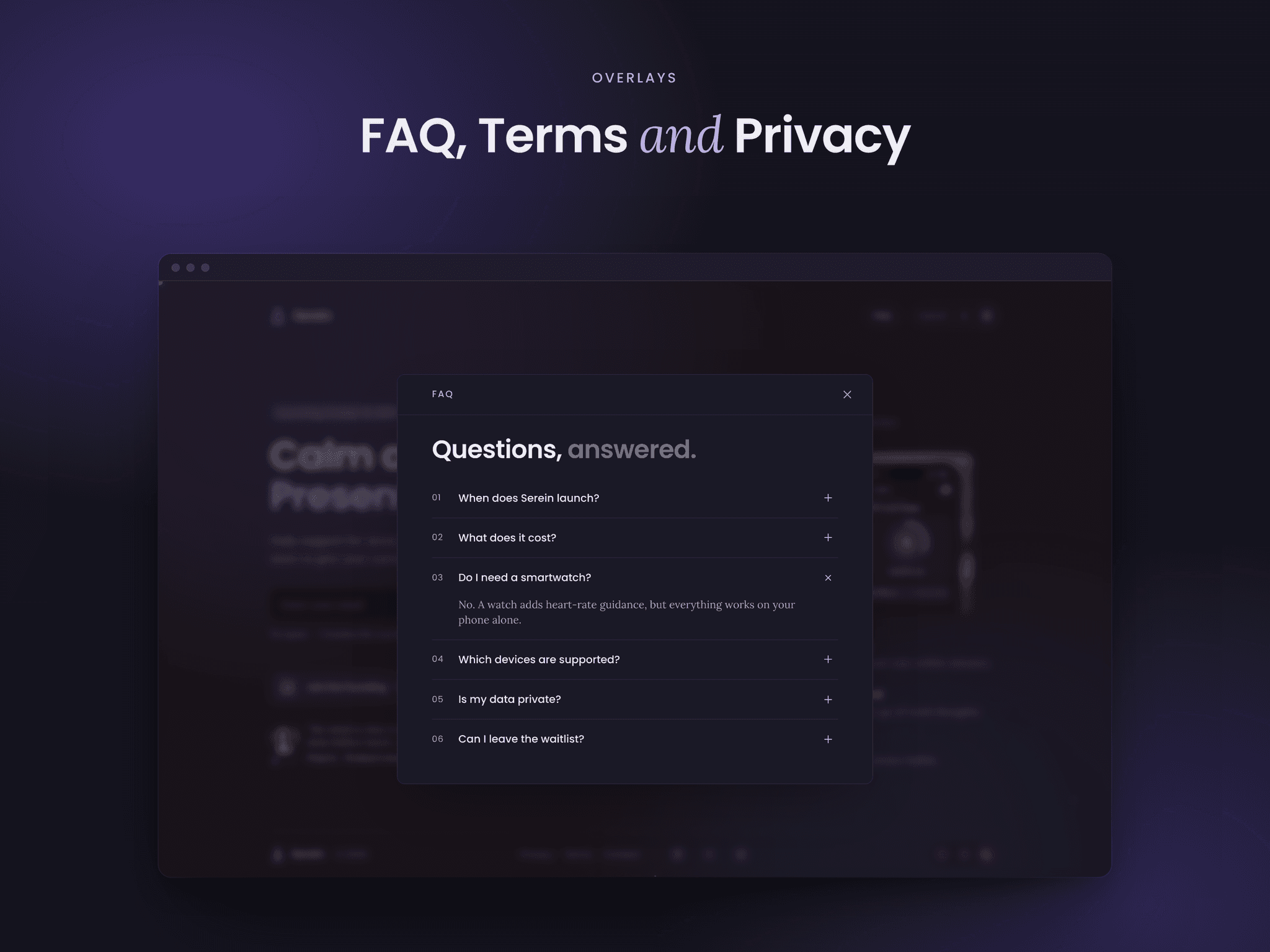 Serein waitlist page