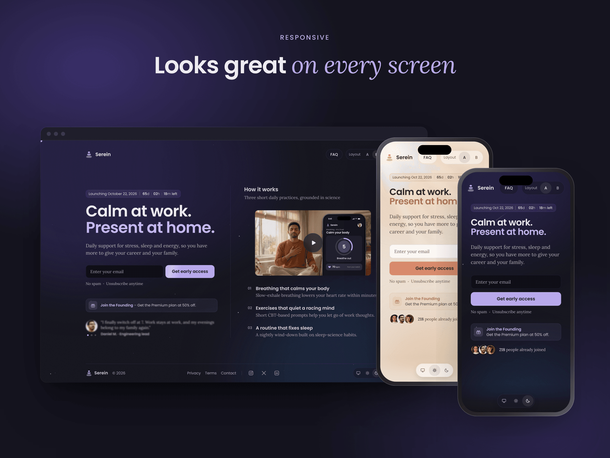 Serein waitlist page