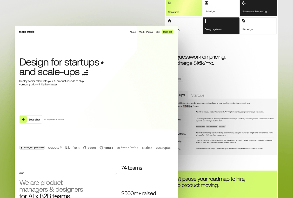The project that got me into framer and loved developing every part of itLanding page for Product design agency doing over $100k/moCheck out: mapo.studio