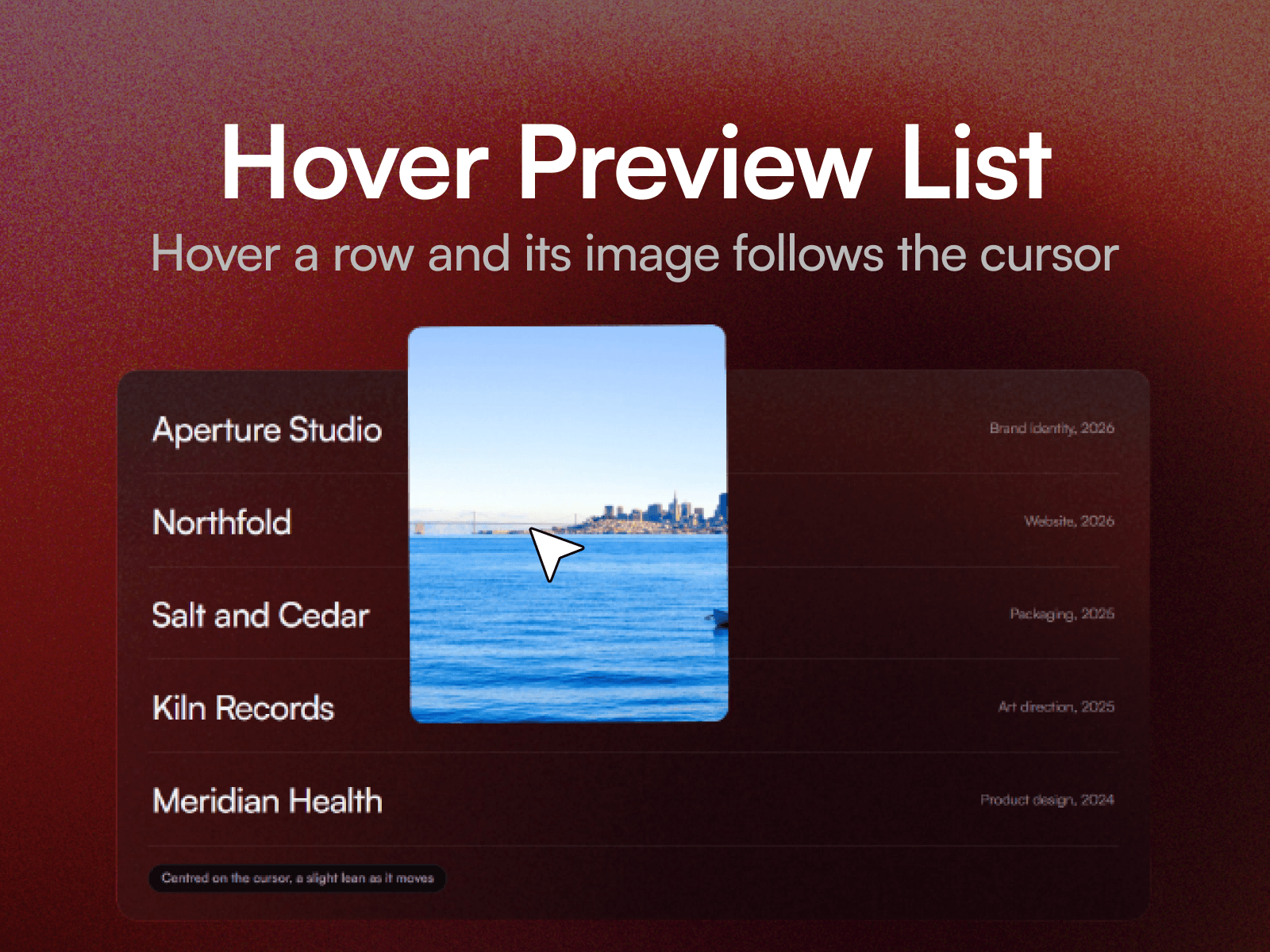 Hover Preview List