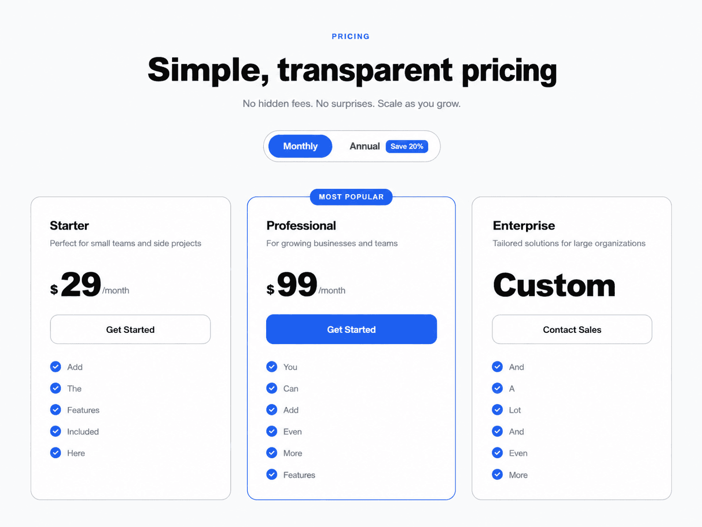 Flex Pricing Cards