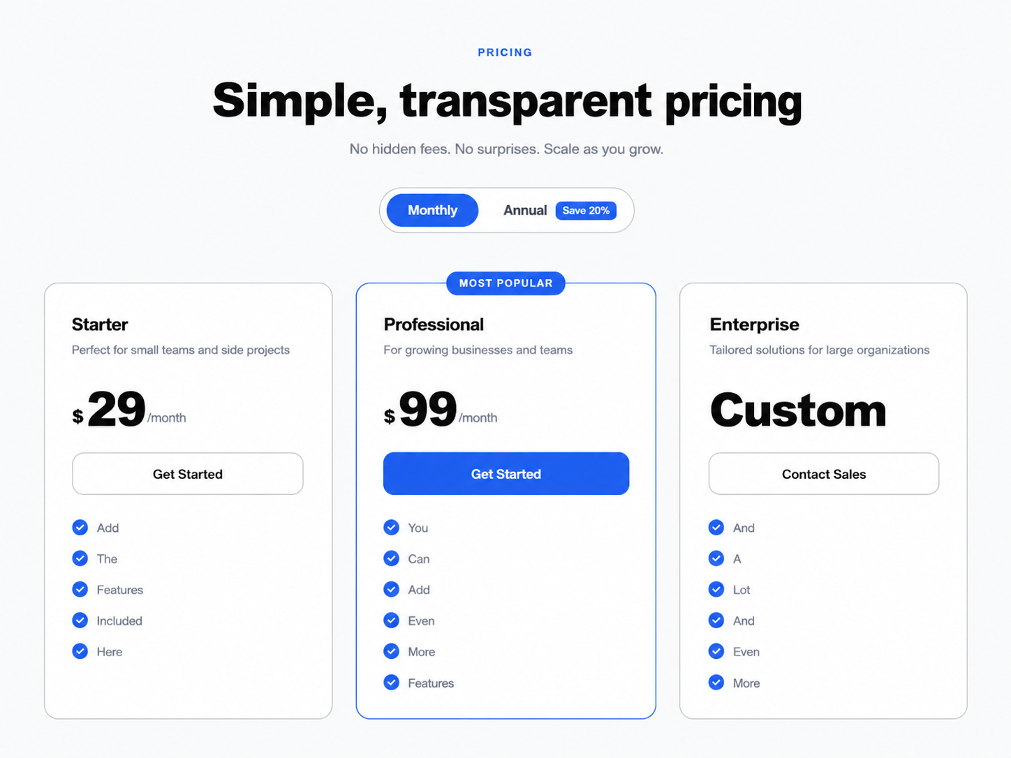 Flex Pricing Cards