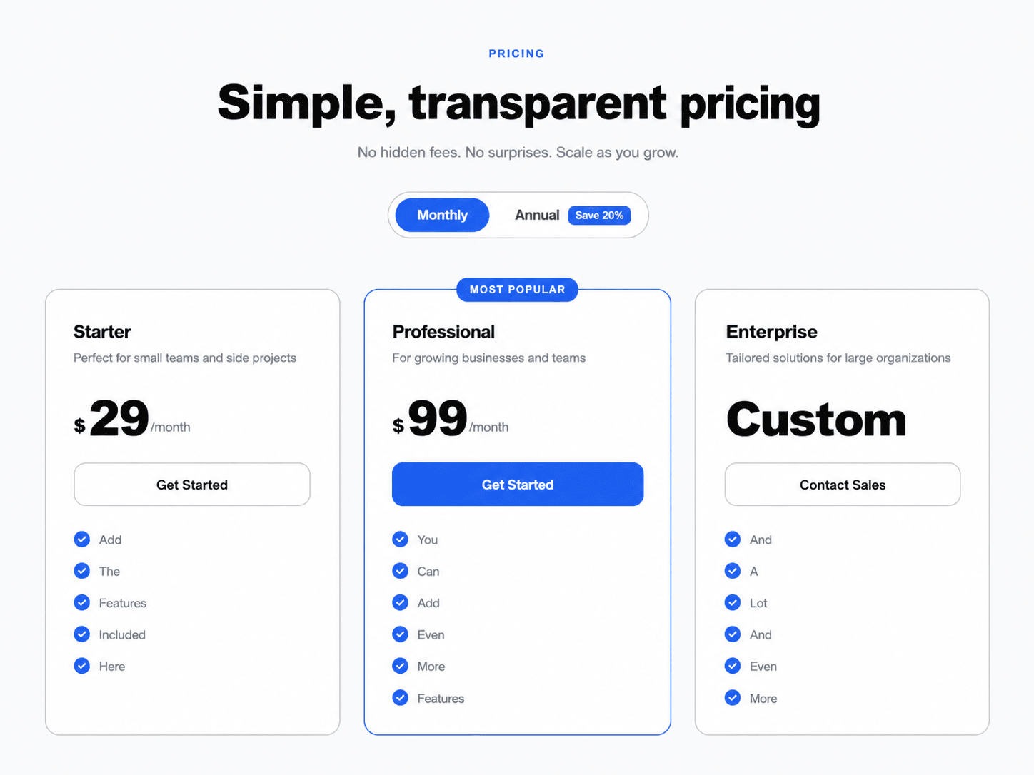 Flex Pricing Cards