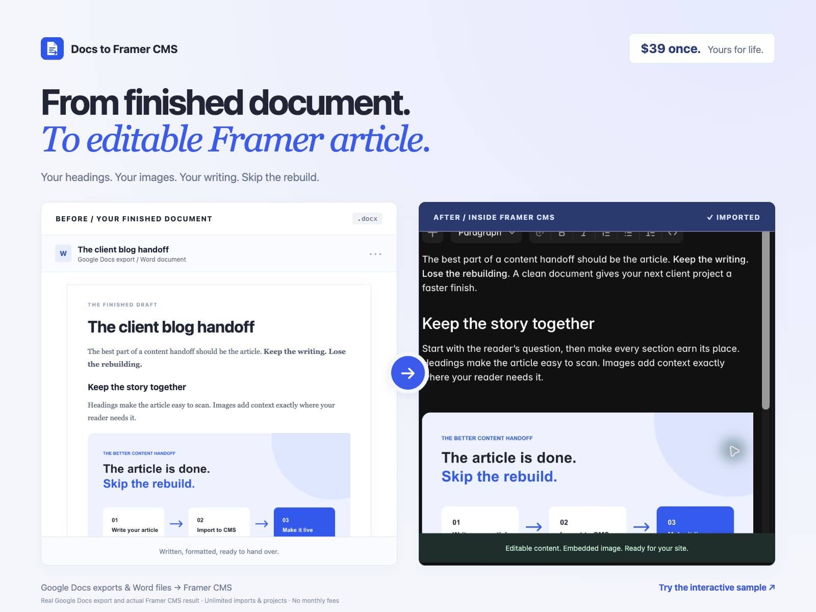 Docs to Framer CMS