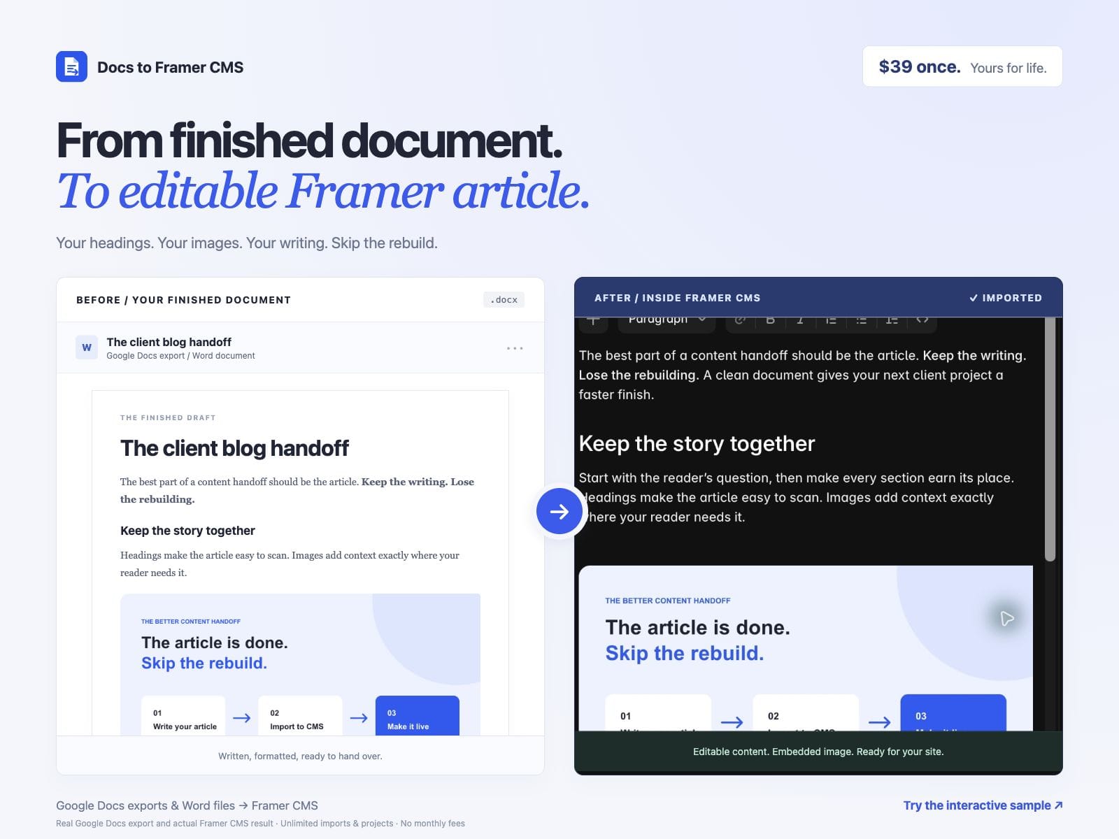 Docs to Framer CMS