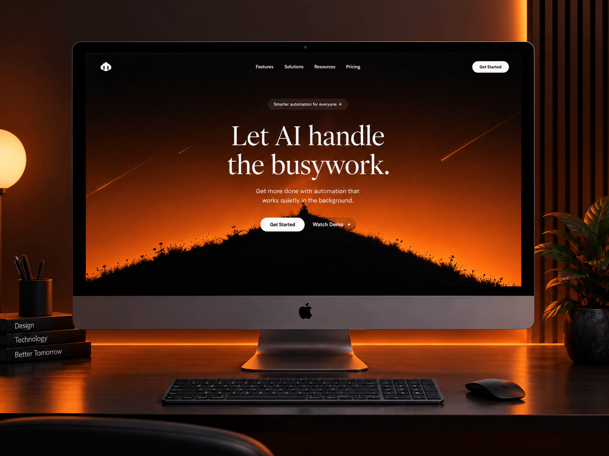 Calla: A Framer landing page template for AI and automation products that want a dark, type-led hero.