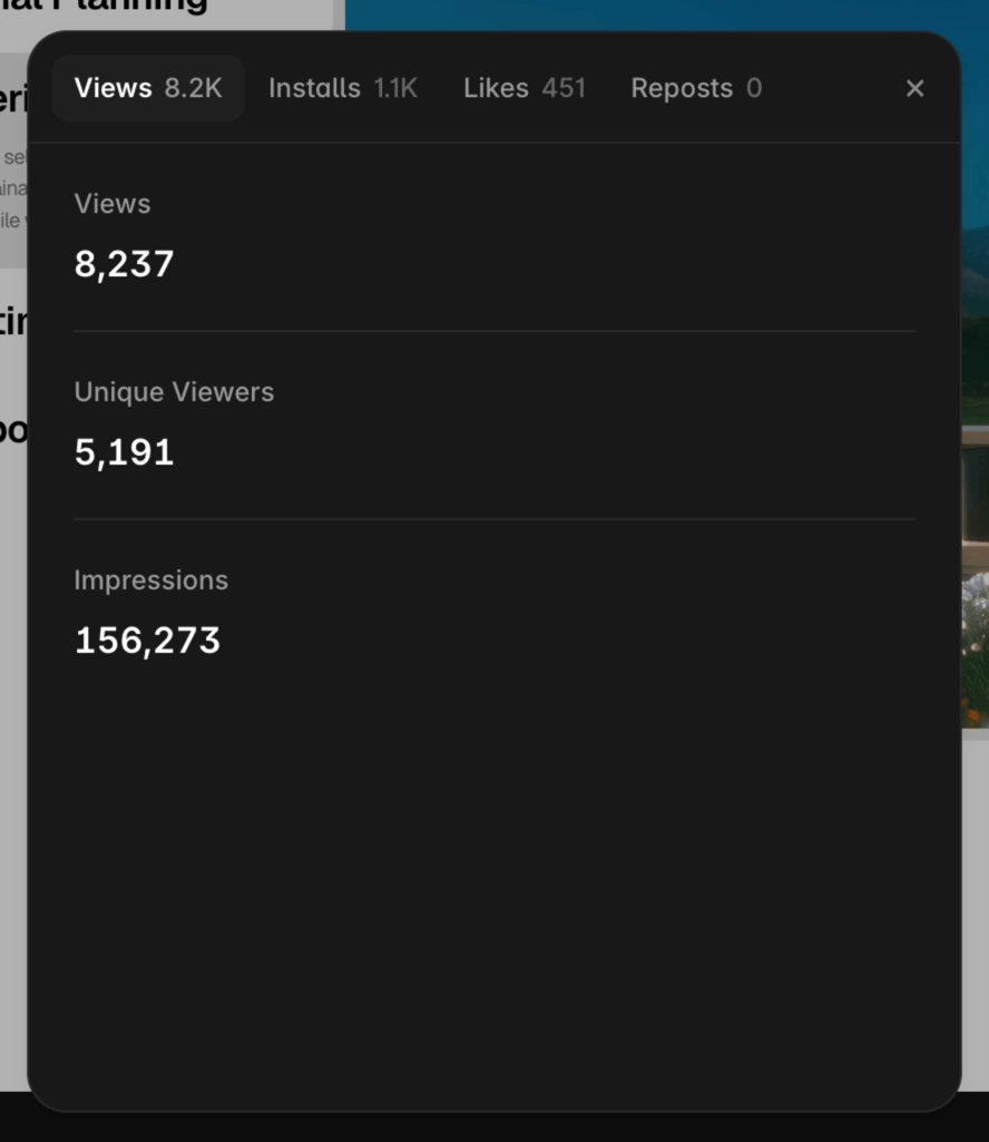 My tabs component Is #7 in the Framer marketplace and has crossed 1.1K installs in a month!check it out here - https://dub.sh/switchtab