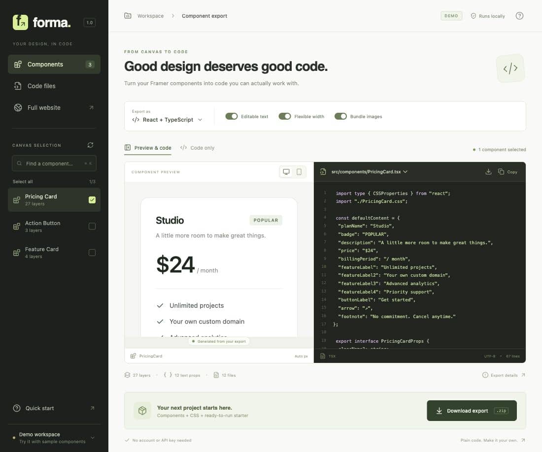 Forma — Code Export