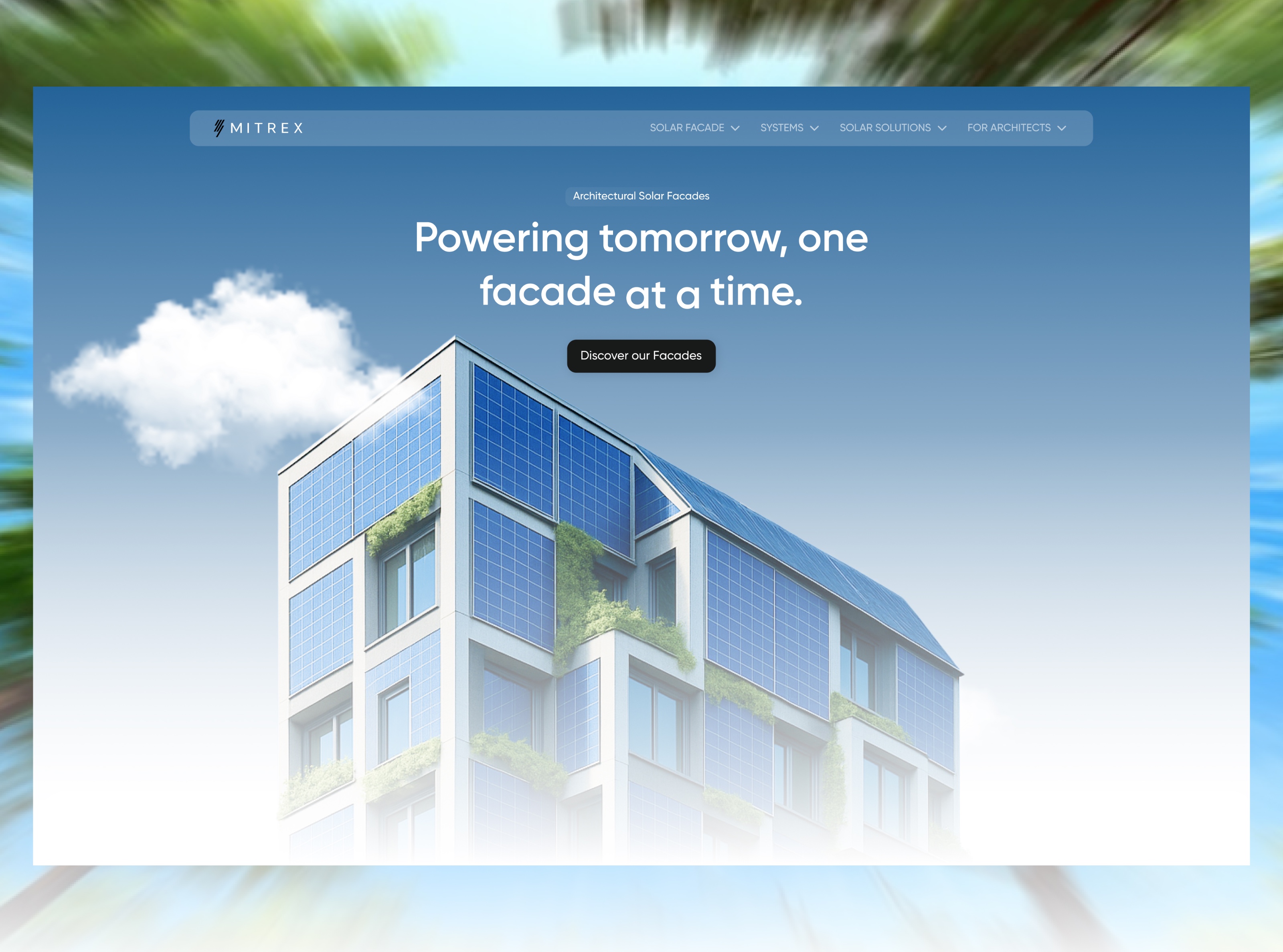 Mitrex spec redesign. a solar company that builds actual architecture deserves a site that feels like architecture, not a supplier catalog.
