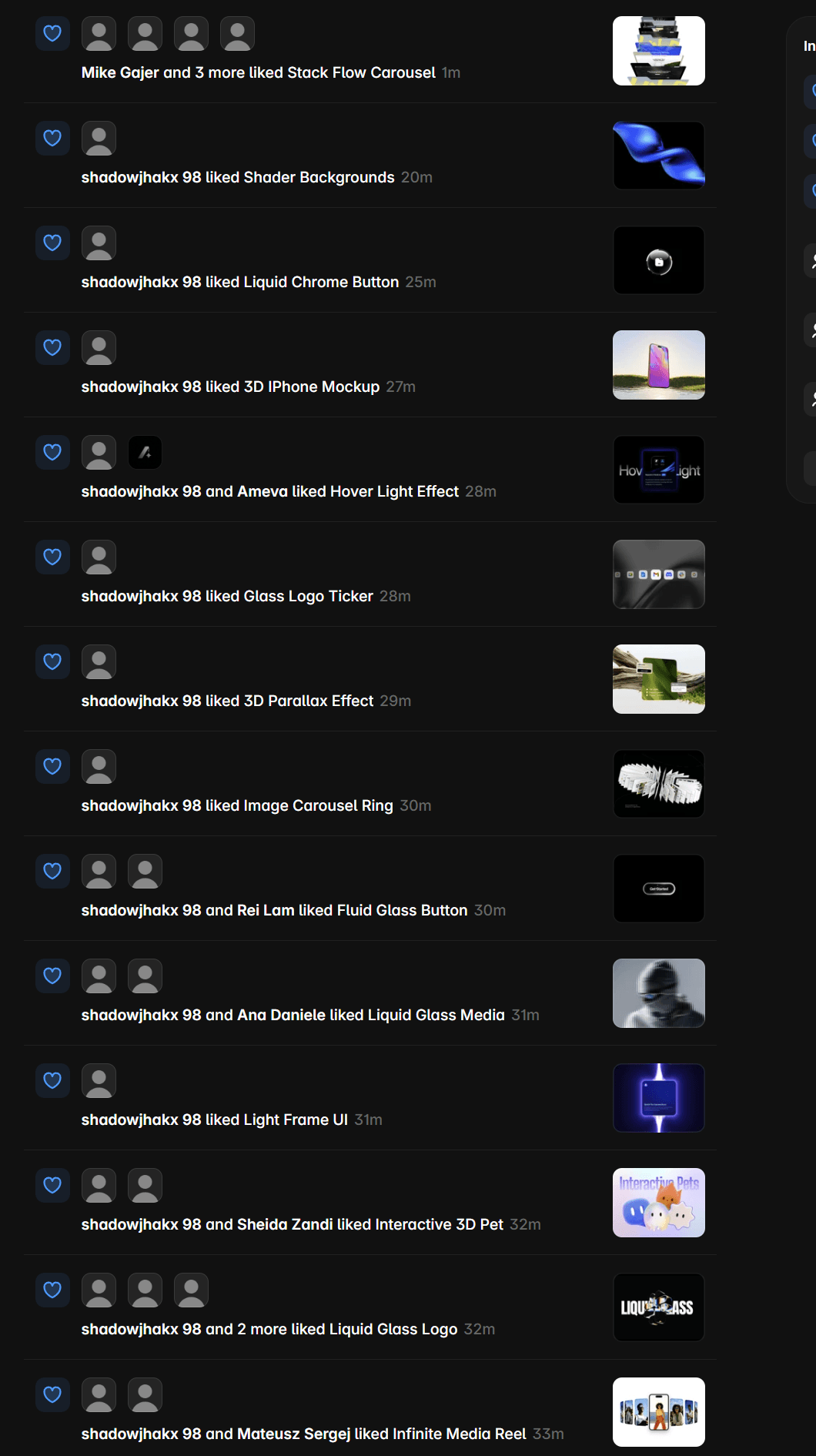 Is anyone else experiencing this exact same thing, or is it just happening to me?Look at these images—they literally look like bots or spam. For a few days now, I’ve been getting likes from these strange accounts, and my daily sales dropped from an average of 5 to 6 to literally ZERO. Whenever I open Framer, I see these likes being spammed, all coming from unknown accounts.Before this, my likes and engagement were coming from real creators, and everything was fine. I am overwhelmed by this, can someone please explain what is really going on?@Andreu