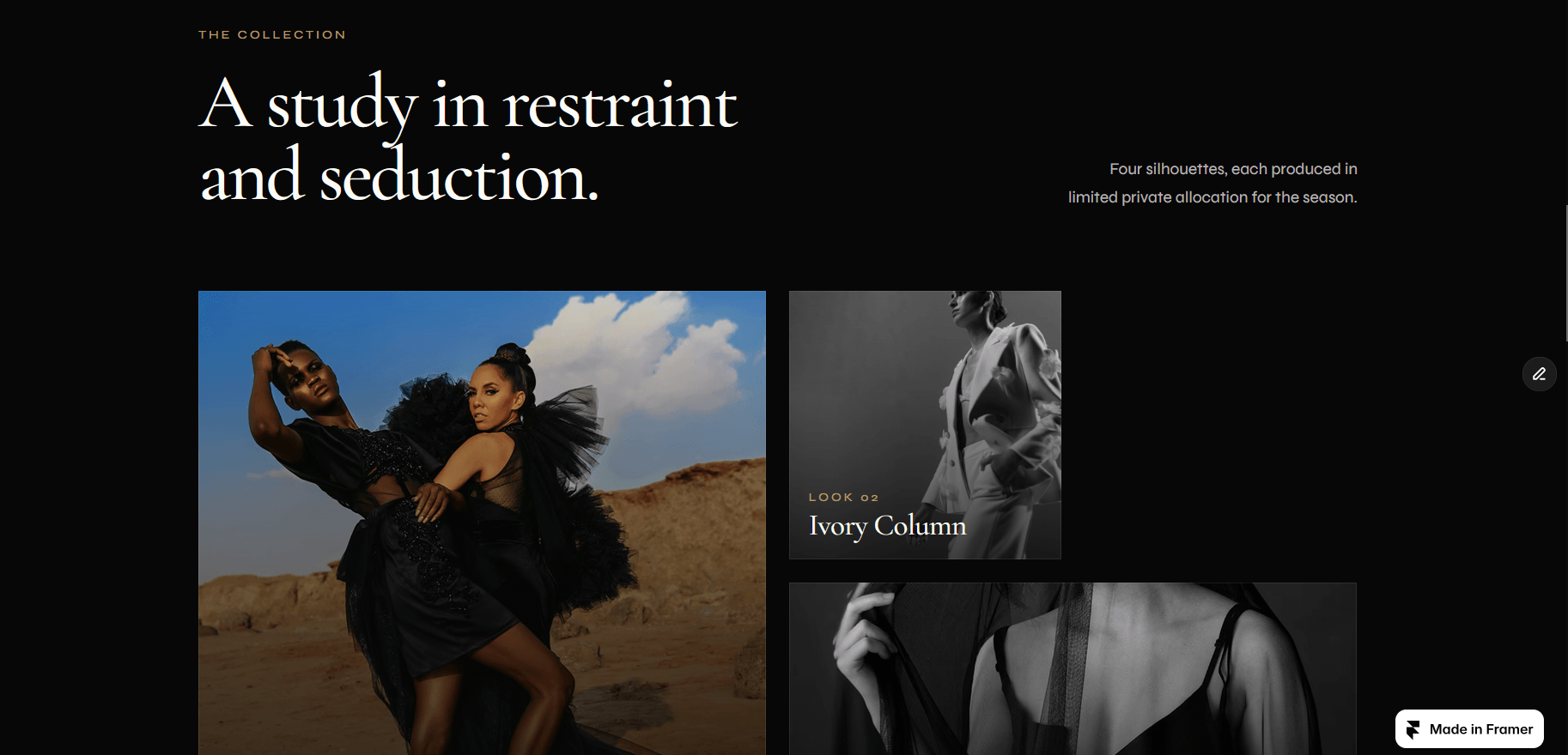 Introducing Maison Noir: A sleek, cinematic dark-themed template 🖤Hi everyone! I’m thrilled to unveil my debut Framer template: Maison Noir.Designed specifically for high-end creatives, luxury brands, and portfolios, Maison Noir blends a sleek, cinematic dark aesthetic with seamless functionality. My goal was to create something that feels premium right out of the box, while remaining incredibly easy to customize.Key Features:Immersive Dark Aesthetic: Designed to make your work the hero.Cinematic Feel: Perfect for photography, fashion, or personal brand portfolios.Fully Responsive: Looks stunning on every device.Customization Ready: Built with clean layers so you can make it your own in minutes.I’ve put a lot of heart into this project and I would love to hear your thoughts and feedback!Thanks so much for the support!