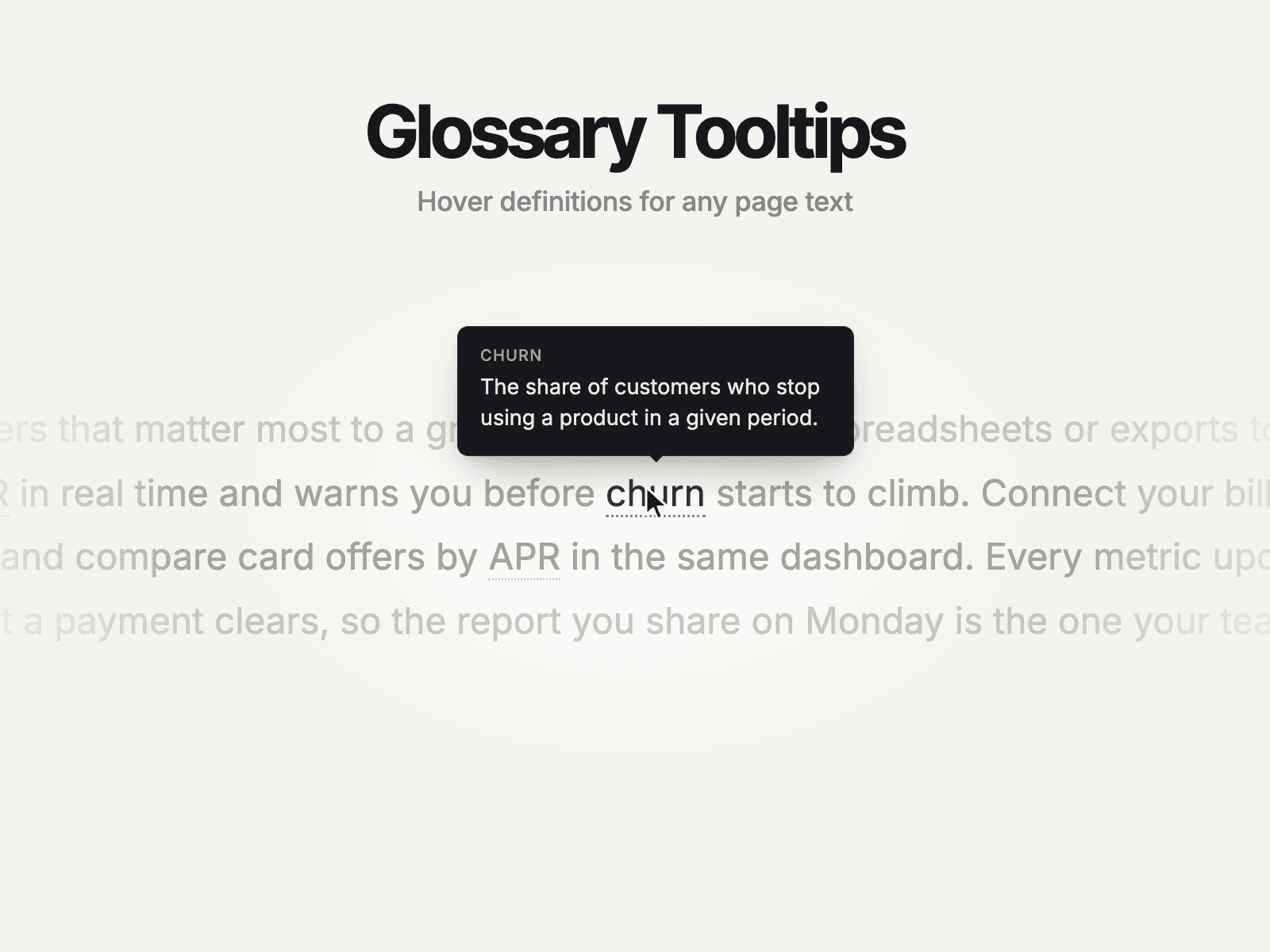 Glossary Tooltips