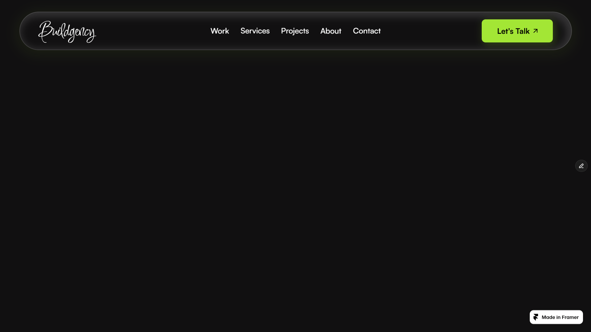 Buildgency ( Day 1 )✅ Navbar Complete.A new Framer project has officially started. 🚀Tomorrow we're building the Hero Section.If you could add one feature to the Hero Section, what would it be? 👇Let's build this together.