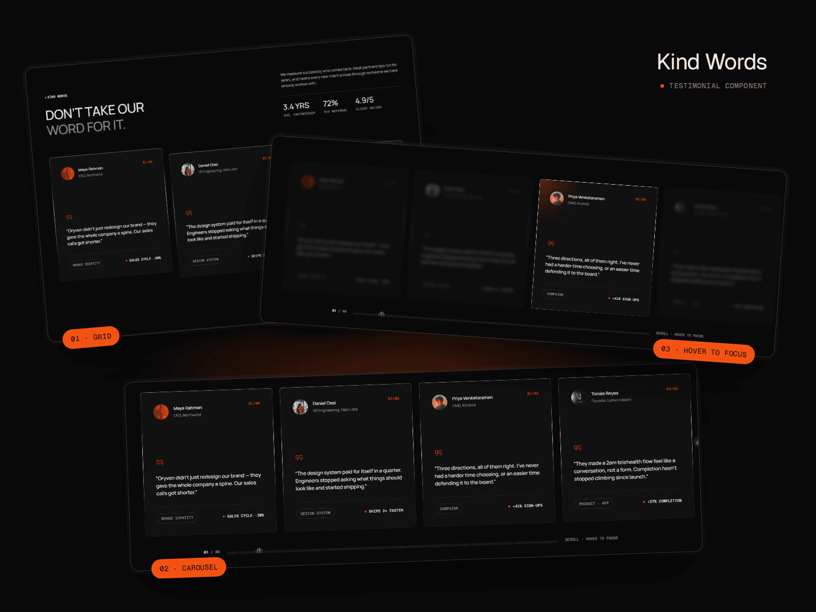 Pinned Testimonials