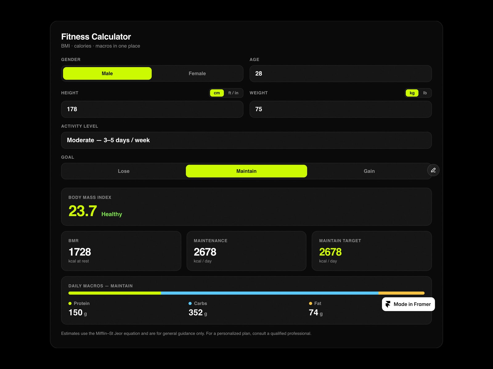 Fitness Calculator