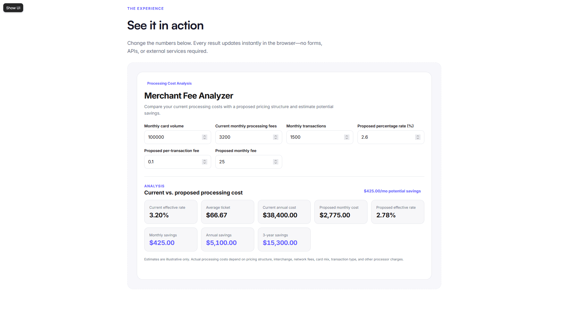 Merchant Fee Calc