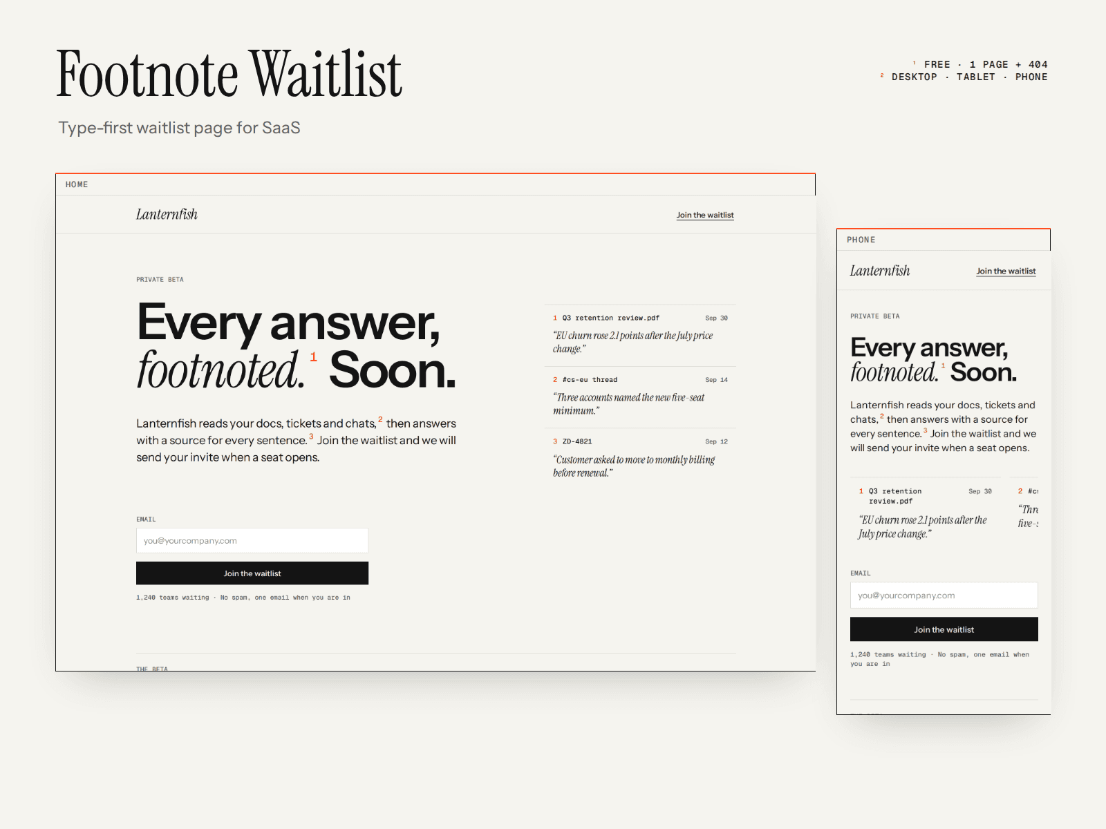 Footnote Waitlist