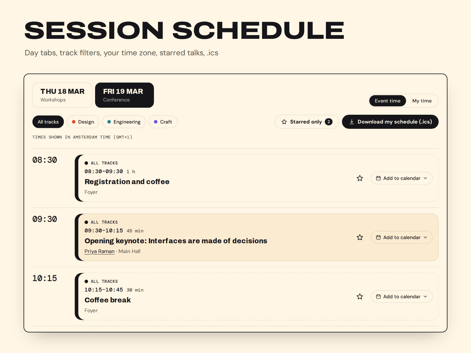 Session Schedule
