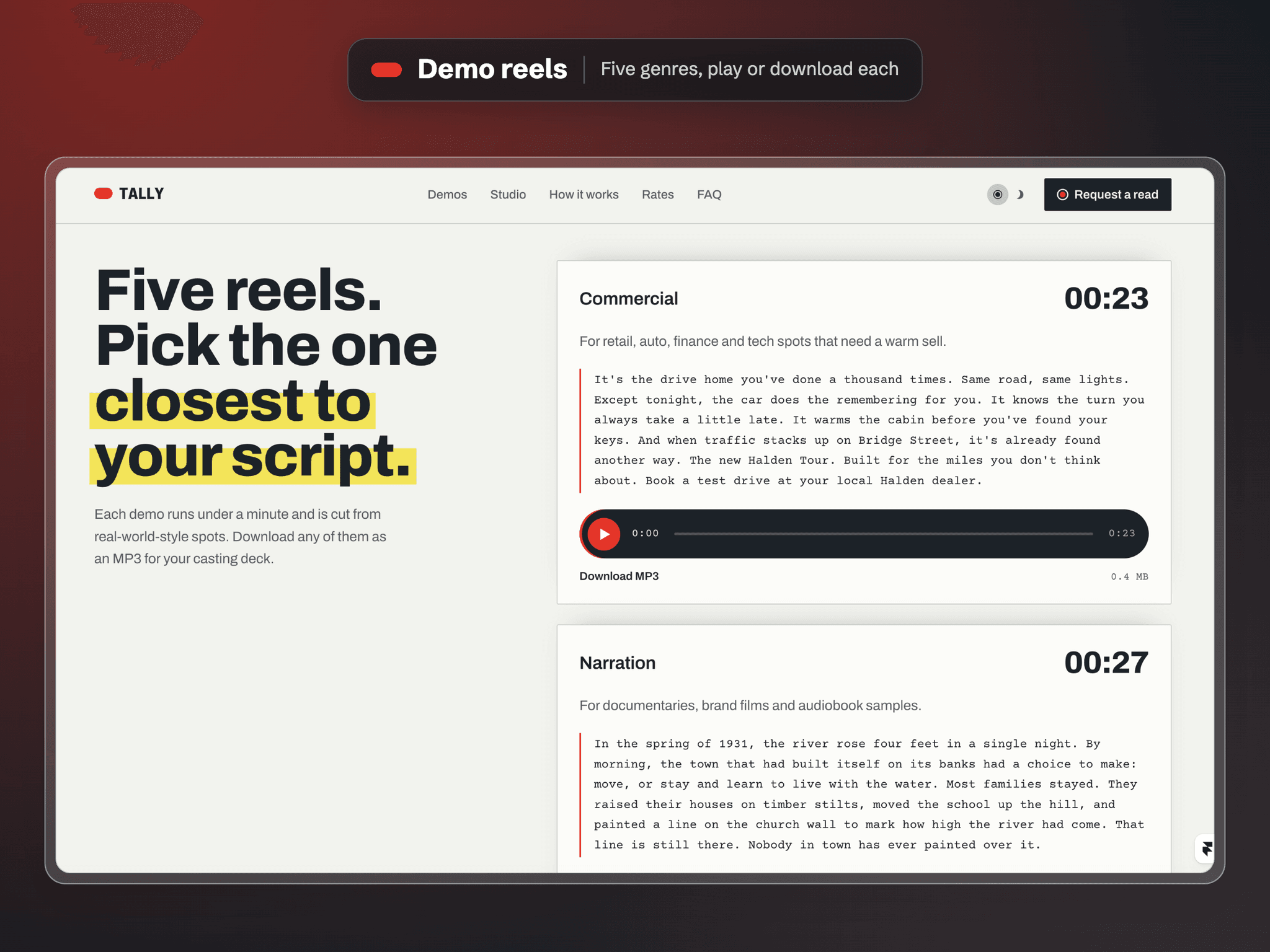 Tally Voiceover