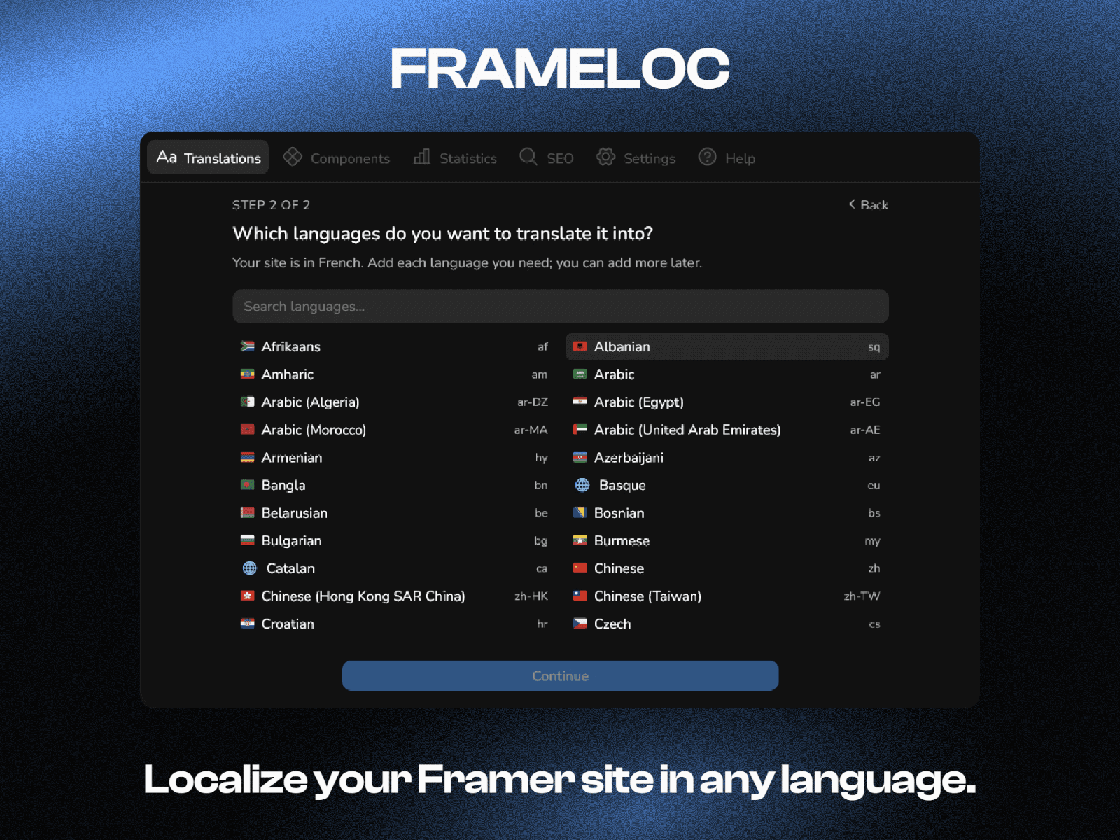 FrameLoc - Native Framer Translation