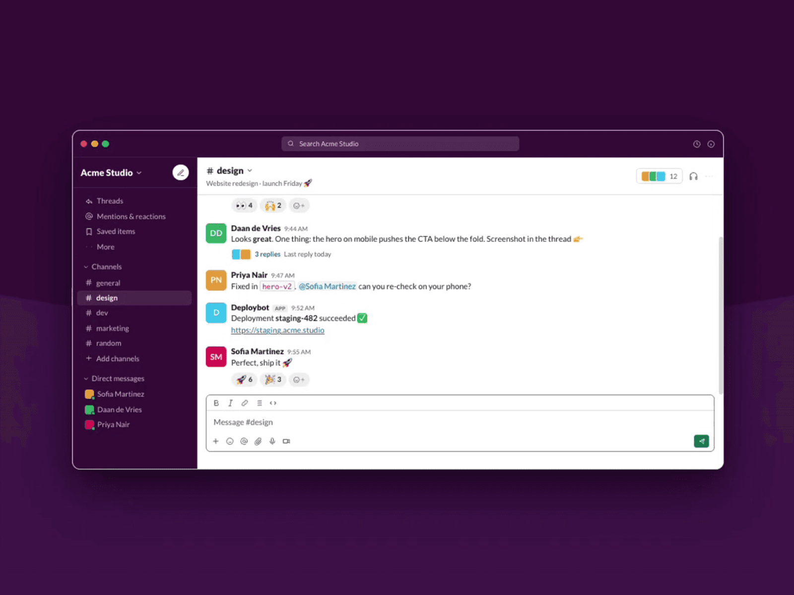 Slack Chat Mockup