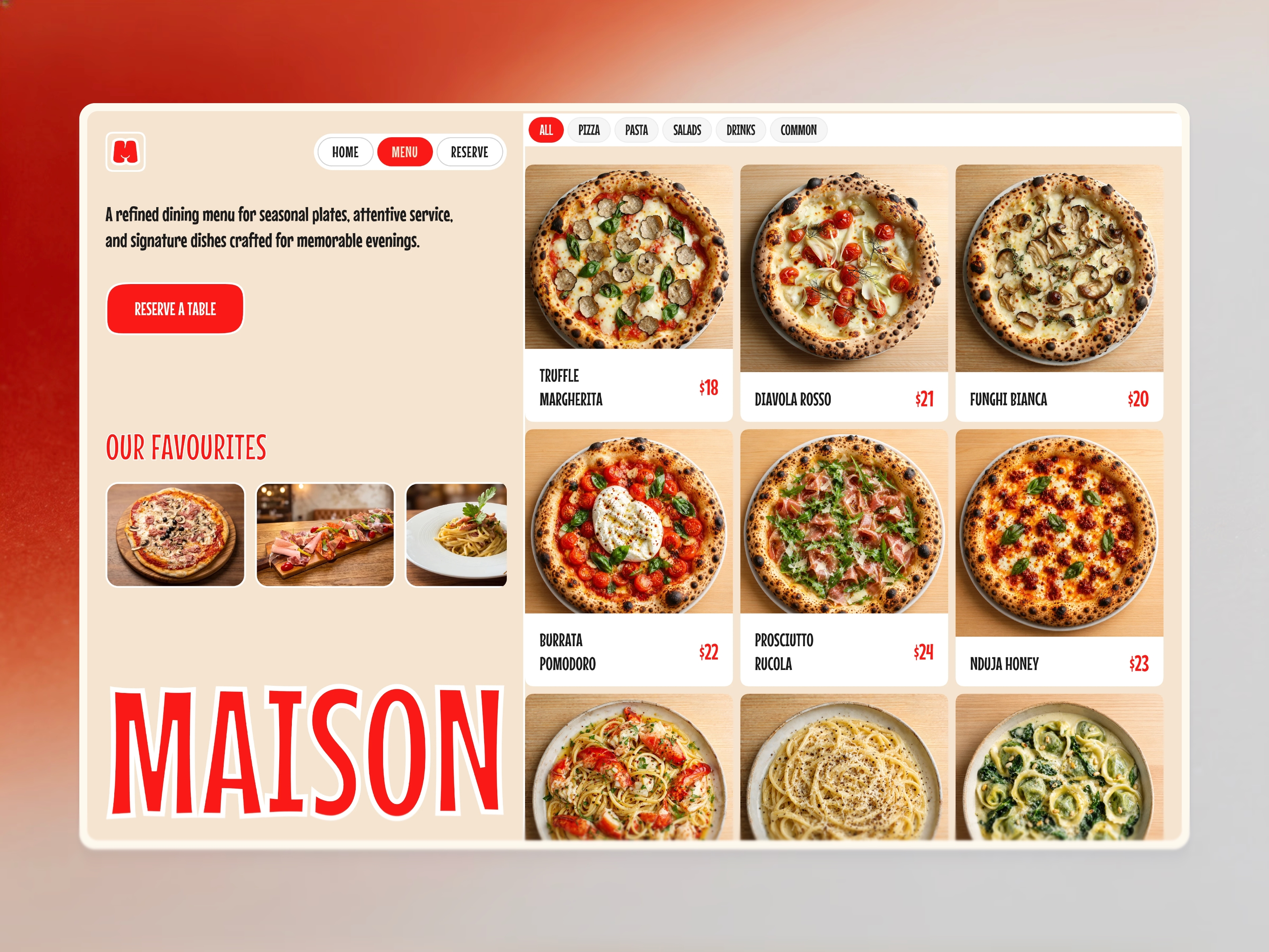 Menu Maison