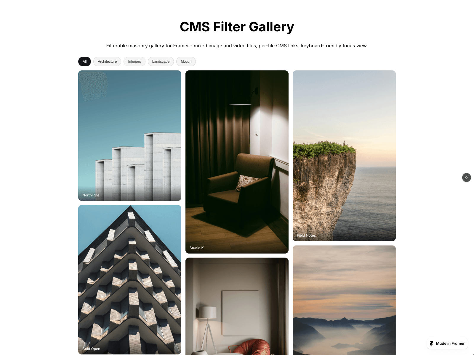 CMS Filter Gallery