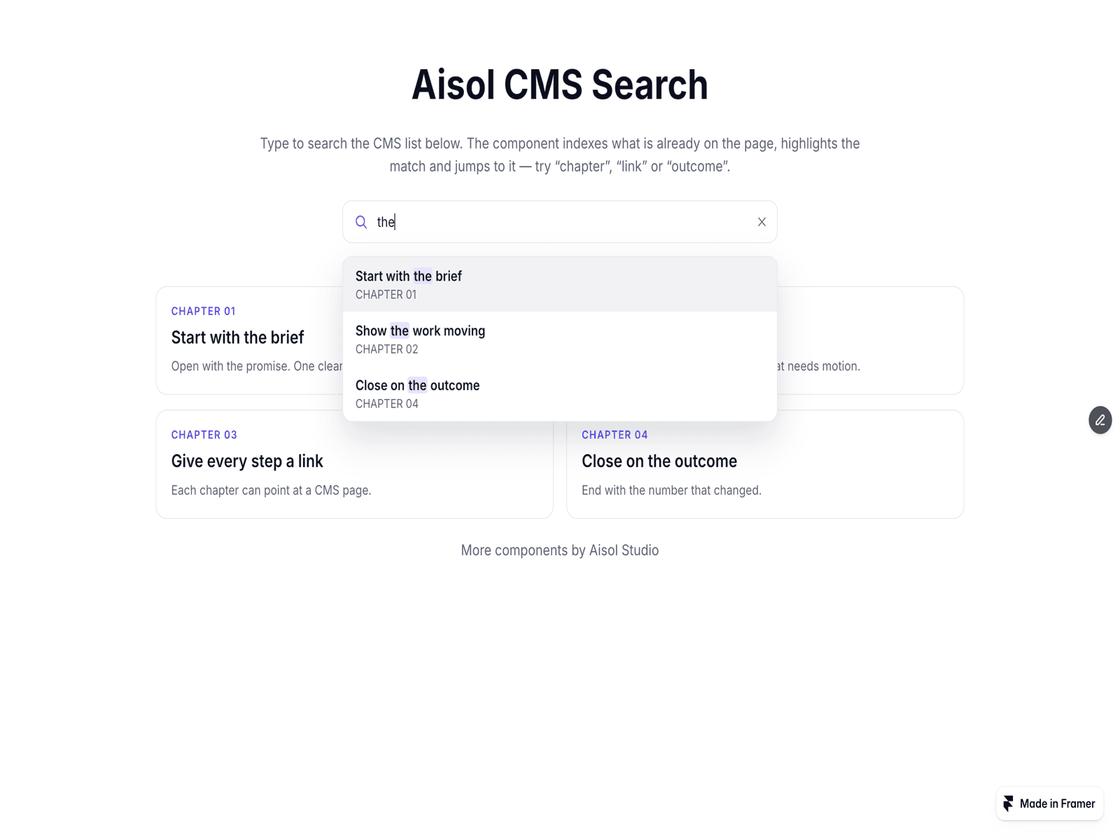 Aisol CMS Search