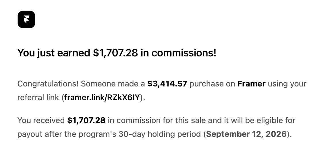 Alhamdulillah, I just received my biggest commission from a Framer template yet.I'm sharing this to inspire anyone getting started or struggling with the template business.I kept building, learning, improving, and staying consistent.One thing I've always tried to do is put quality first. I don't want to just publish templates for the sake of publishing. I spend a lot of time on the design, structure, responsiveness, and overall experience.This milestone reminded me why I keep saying:Focus on quality, stay consistent, and don't underestimate the potential of your work.You never know which project might open a new door for you.If you're looking for free Framer templates, I've put all my templates together here: https://shahrukh-qureshi.com/framer-templatesI'm incredibly grateful for the journey so far, and I'm already working on something bigger to support Framer templates.More on that soon. Keep creating, and don't give up.