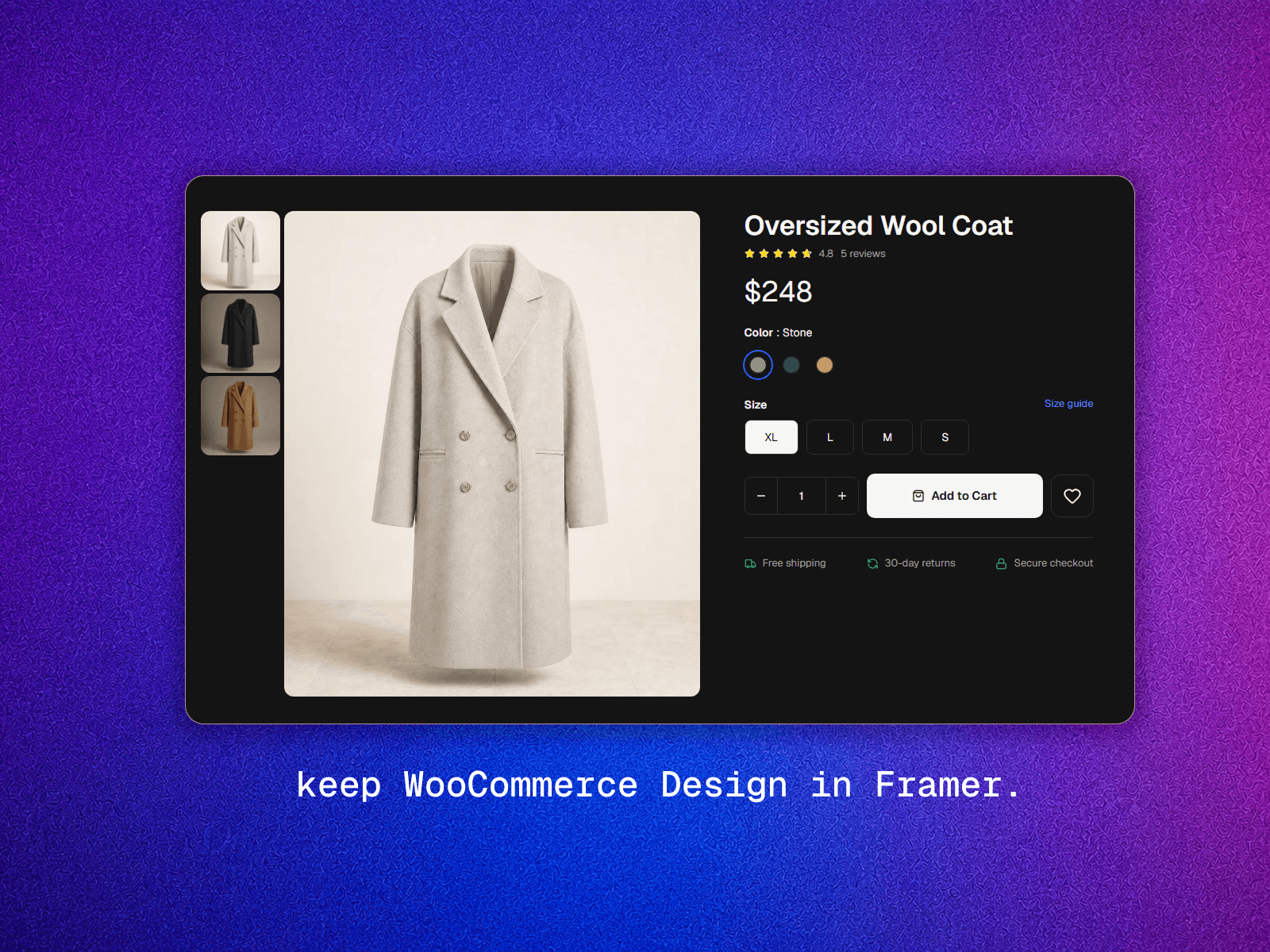 Framer Woo is coming soon to the Framer Hub Plugin Marketplace It helps you build WooCommerce stores in Framer by adding ready-to-use components for products, cart, checkout, customer accounts, and more. Design freely in Framer while your store stays connected to WordPress and WooCommerce. Plugin submissions are opening soon.Live Demo