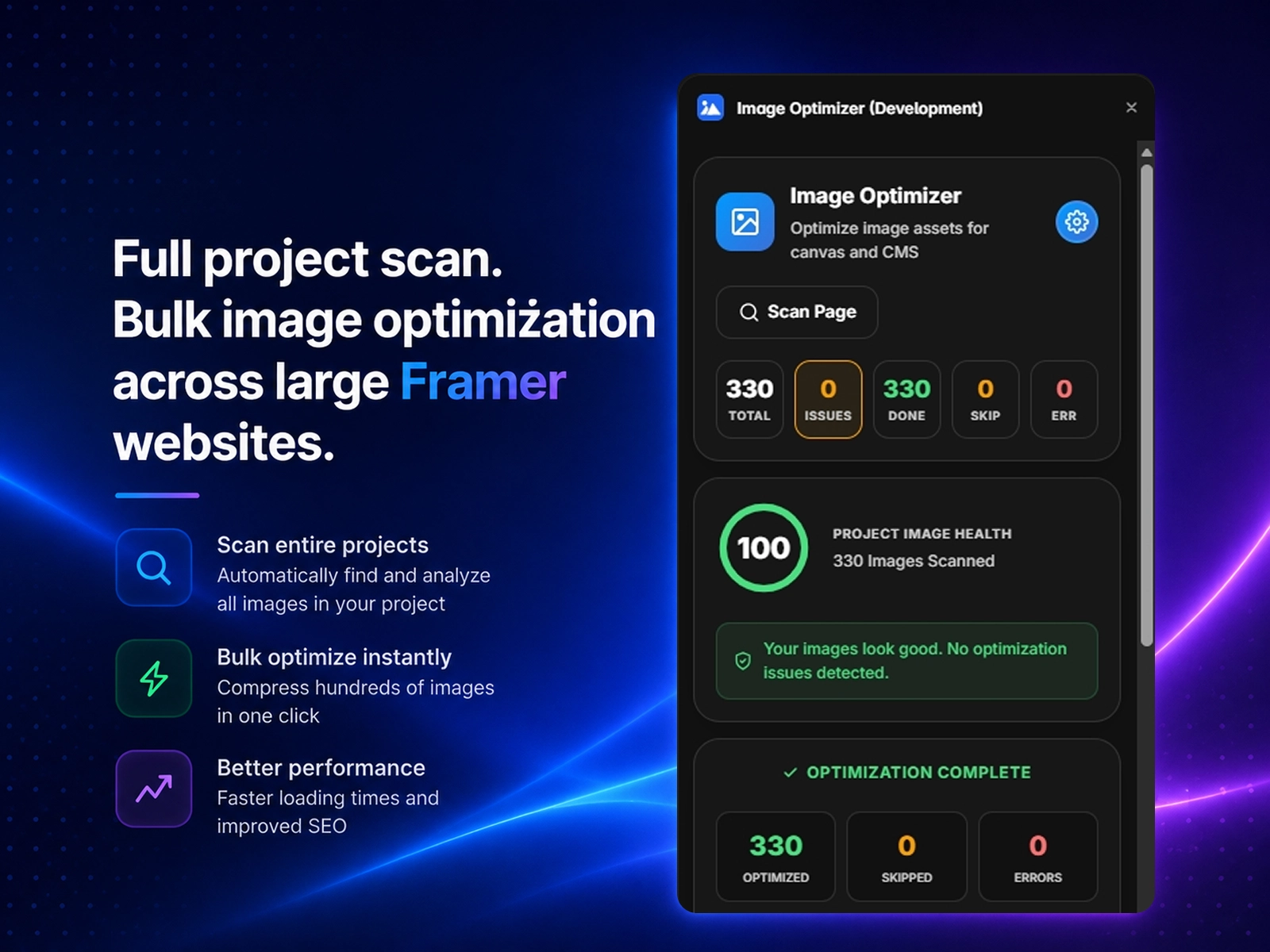 Image Optimizer just got a new update!We’ve shipped the latest improvements to Image Optimizer: Assets Plugin for Framer. Optimize and compress your images directly inside Framer - Reduce image file sizes for faster-loading websites- Replace and manage optimized assets more efficiently - Improved workflow and overall plugin experienceIf you're building a Framer website and want to keep your images optimized without leaving your workflow, give it a try!Feedback and feature requests are always welcome - they help shape future updates.https://framer.link/g9qcHIi