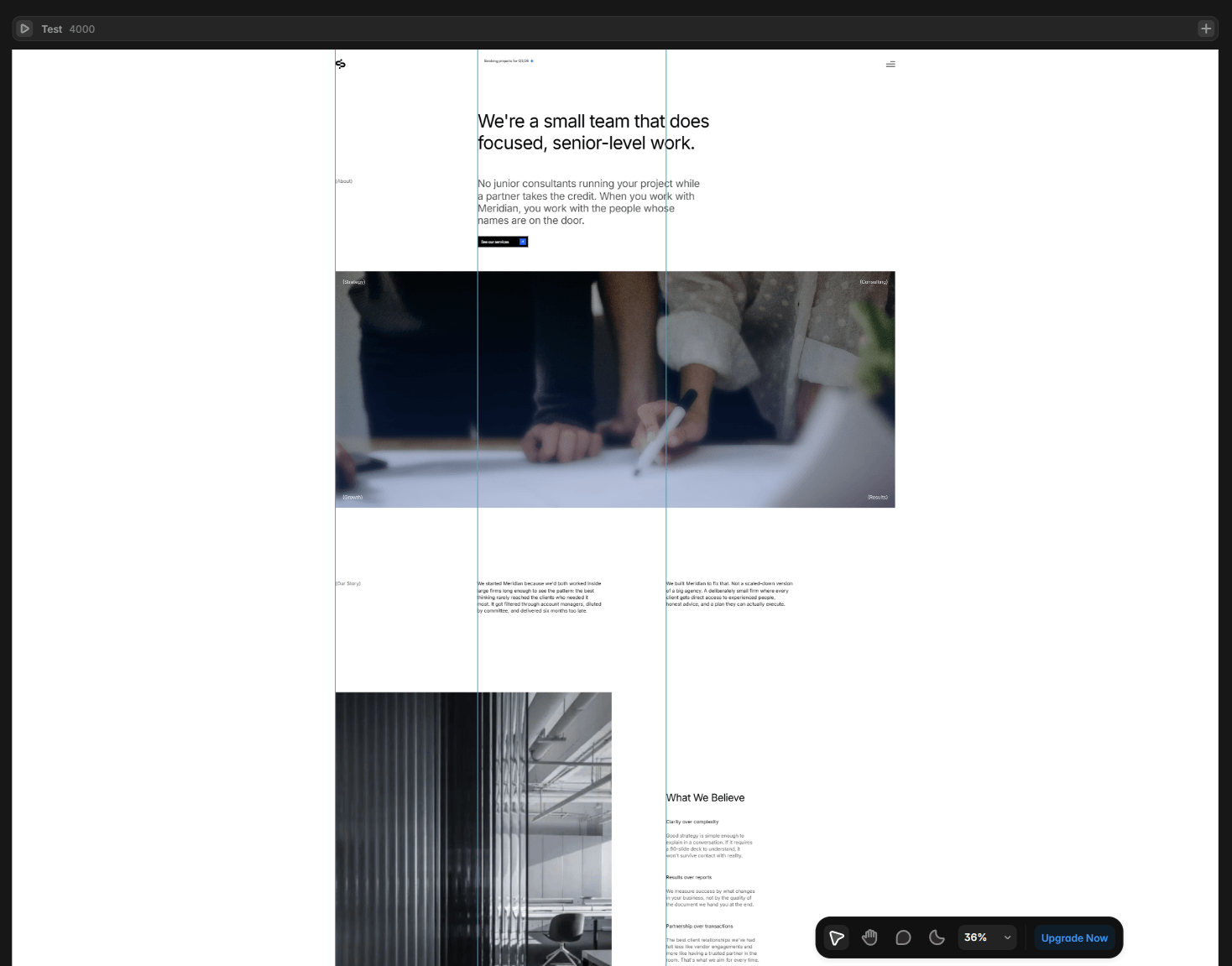 Most templates are well optimized for mobile and tablet. But I've seen plenty that fall apart on a 4K screen.Here's a quick way to preview and test large breakpoints:1. Create a new breakpoint (4000px width) and name it something like "test"2. Turn on rulers to be more precise3. Check the alignments and how everything scales4. Apply a max-width to sections if needed