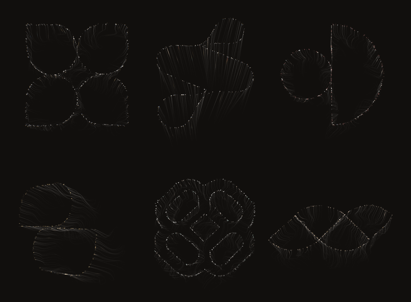 Here is a breakdown for our main effect on our newest template - StrandWe wanted to create something eye-catching and interactive for our hero section that represented connectivity. Defining a shape and making sense of chaos using nodes and strands. Extra challenge - make it customizable.We prototyped the effect in Blender, as it is blazing fast to iterate with geometry nodes, getting a feel for the procedures for the effect, as well as how to interact with it.The next step was translating the node setup into three.js code. Geometry nodes become geometry buffers, 3D noise and interactivity become the vertex shader, pulses and visuals (blender shader) become the fragment shader.Since our effect is procedural we can plug any shape into it. This was the final challenge - how do we provide good input? We wanted to supply the user with the tools to do so without ever leaving Framer. We created a custom component with one job - connect an SVG (a shape) to it and convert it to points (the input). Added bonus: we offload this process from runtime.Copy the points over to our main effect and done!