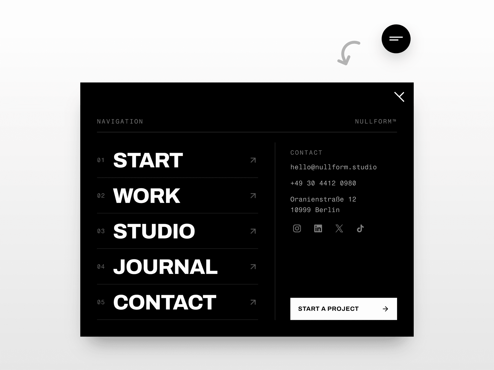 Motion Corner Menu