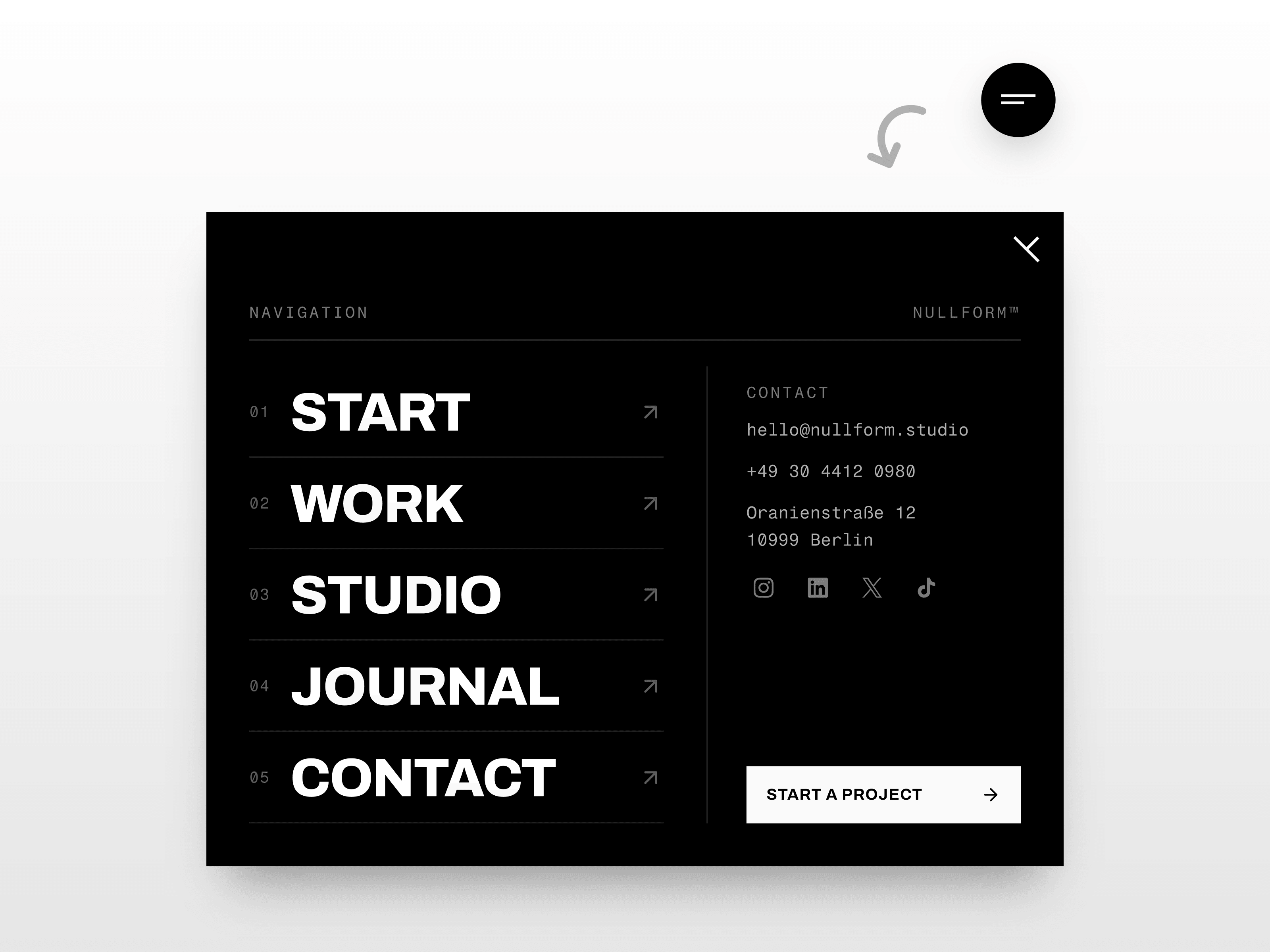 Motion Corner Menu