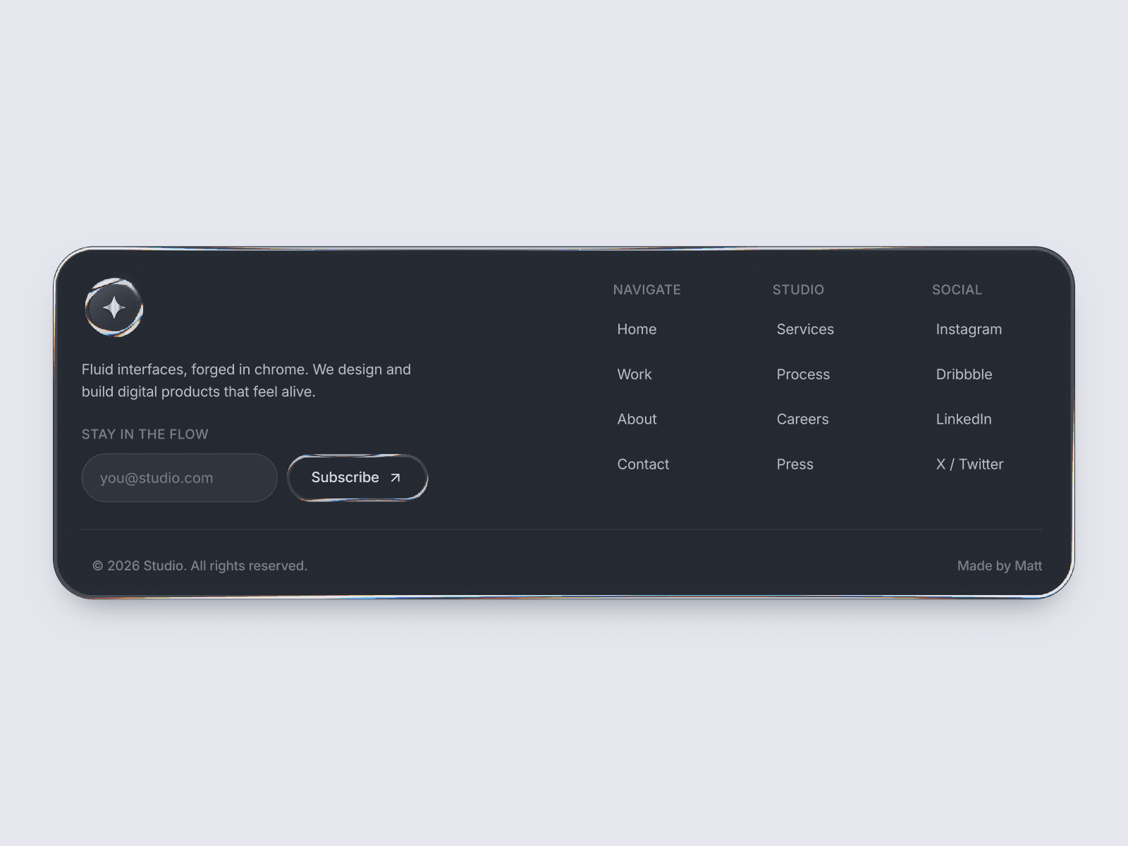 Liquid Metal Footer