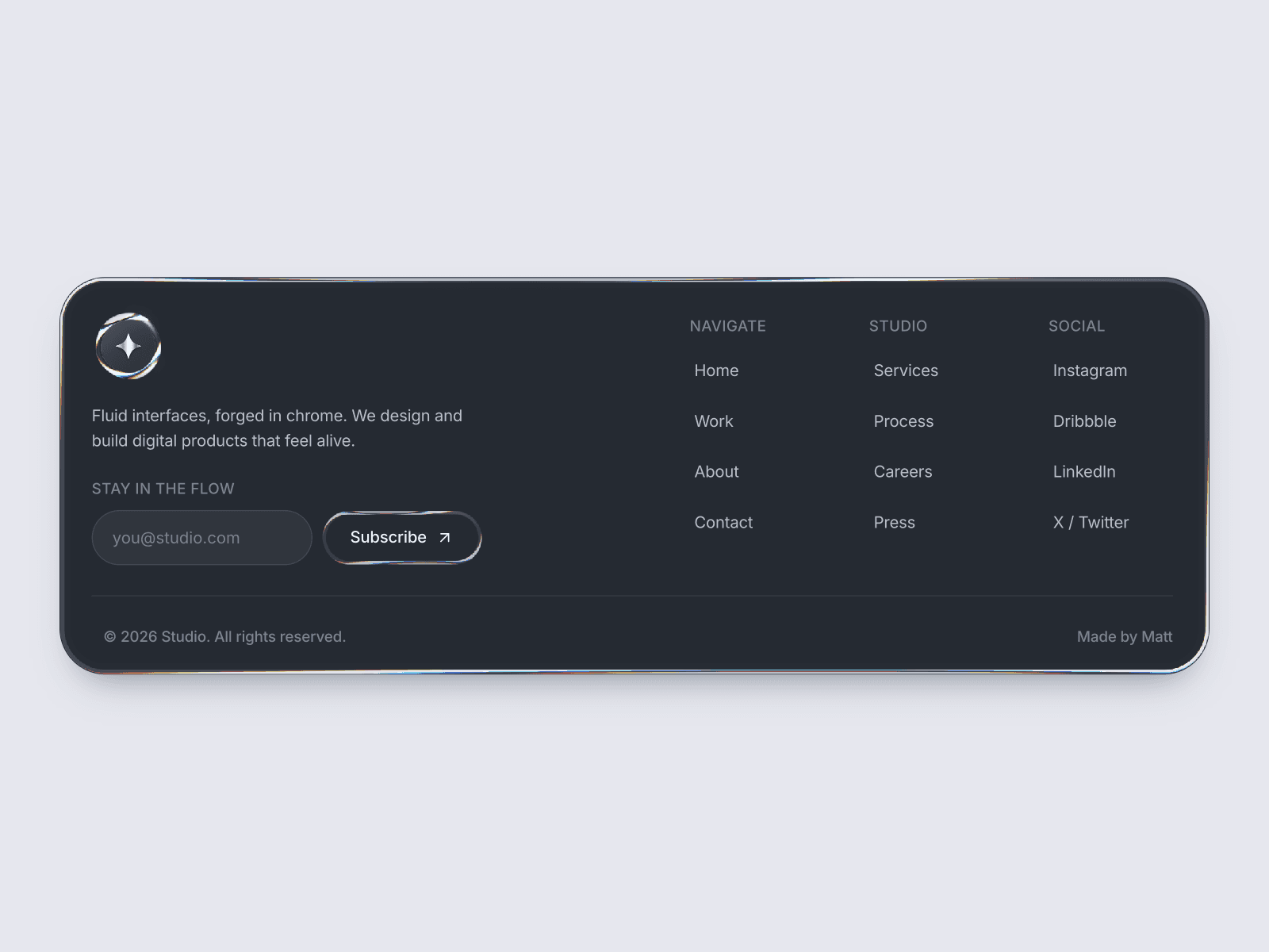Liquid Metal Footer